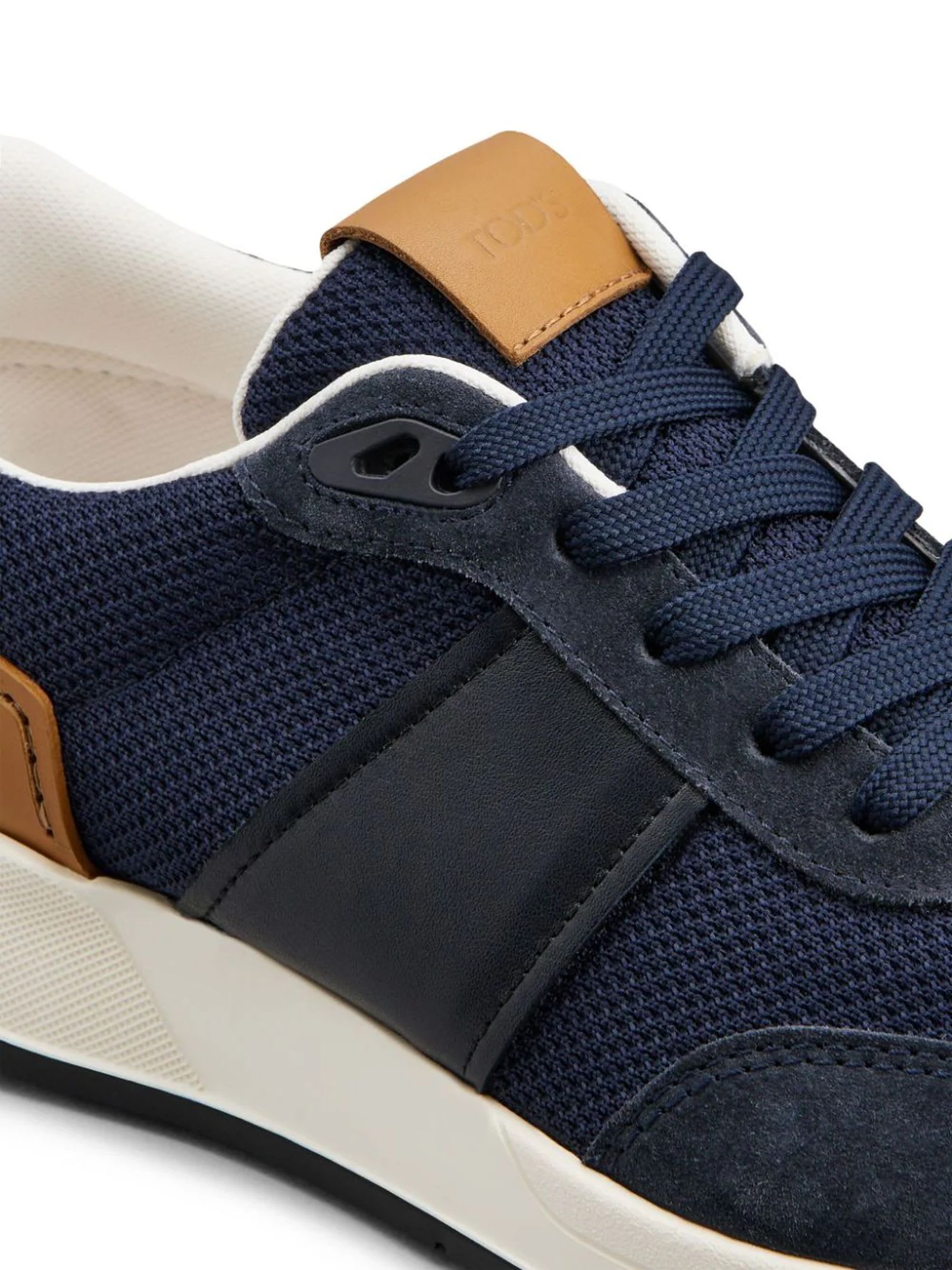 Shop Tod's Sneakers In Leather And Technical Fabric In Blue