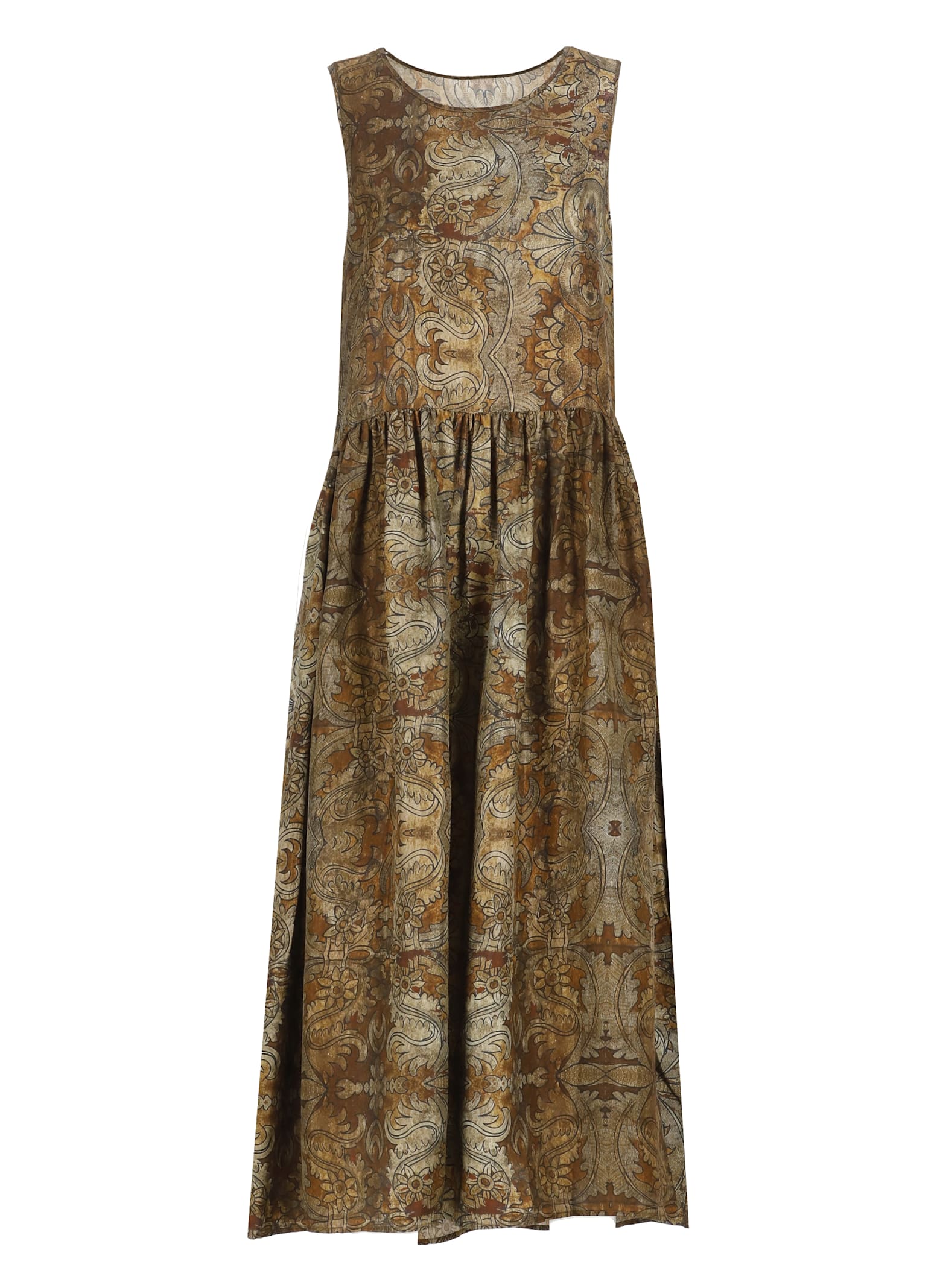 Shop Uma Wang Dress With Floral Pattern In Brown