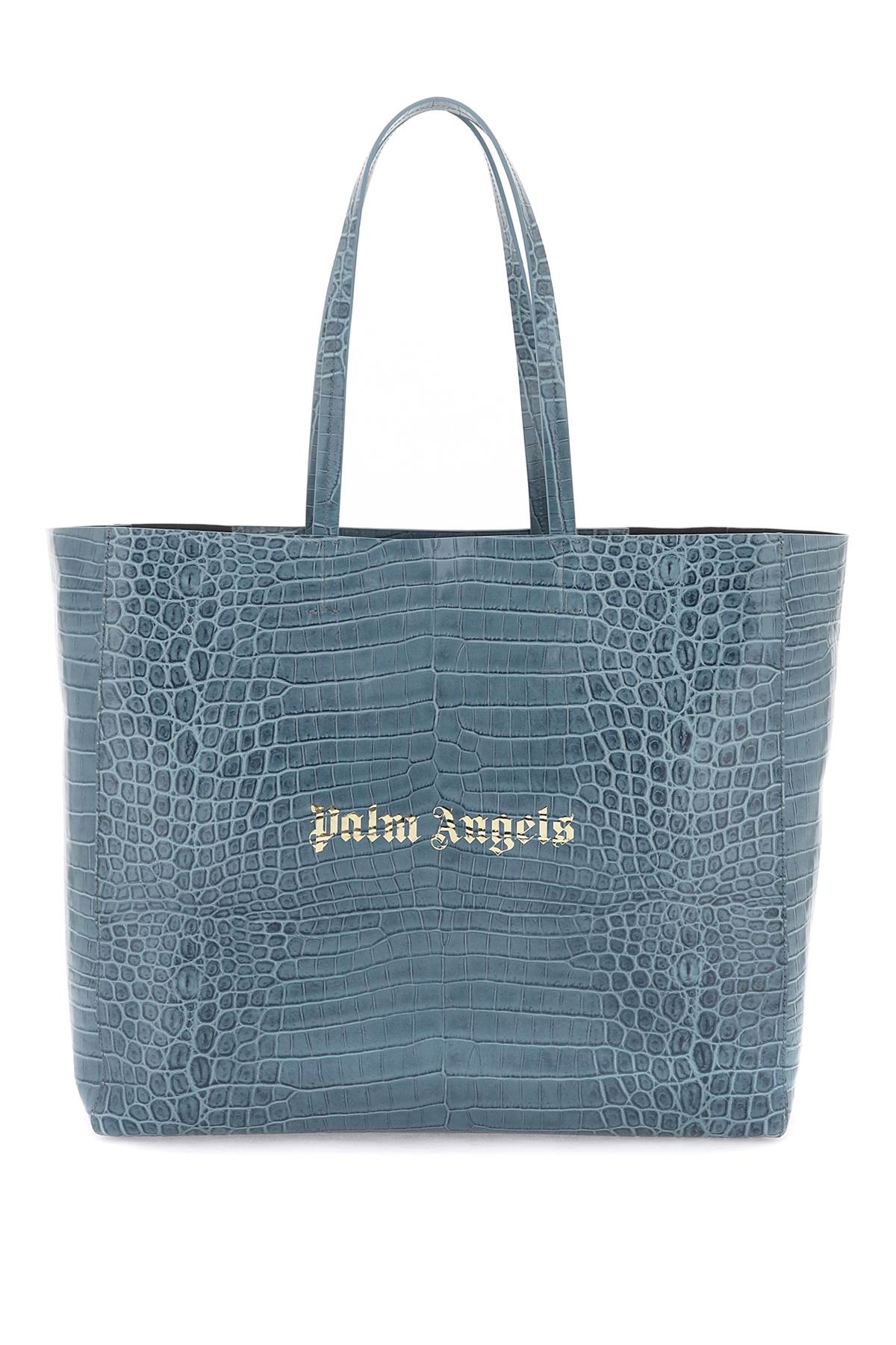 PALM ANGELS CROCO-EMBOSSED LEATHER SHOPPING BAG