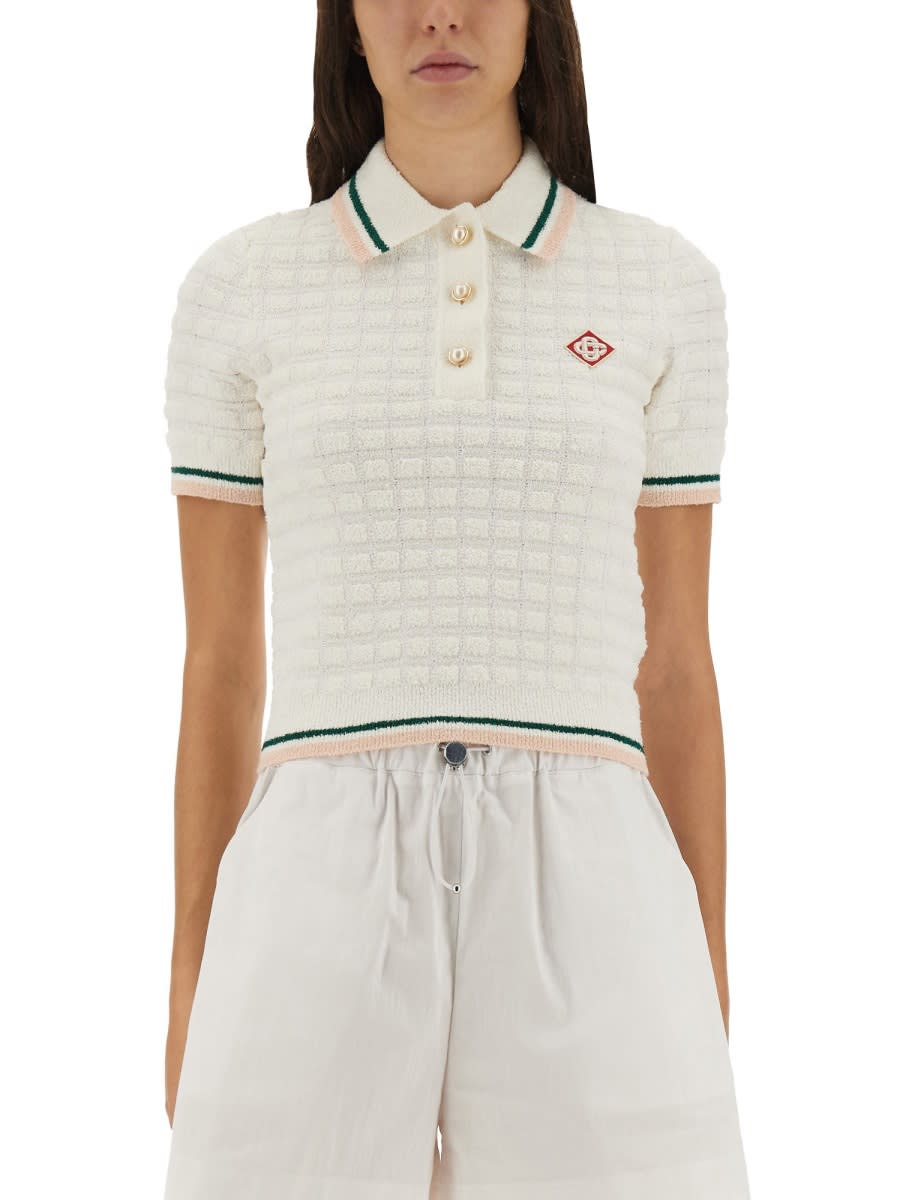Casablanca White Cotton Nylon Polo Shirts In White