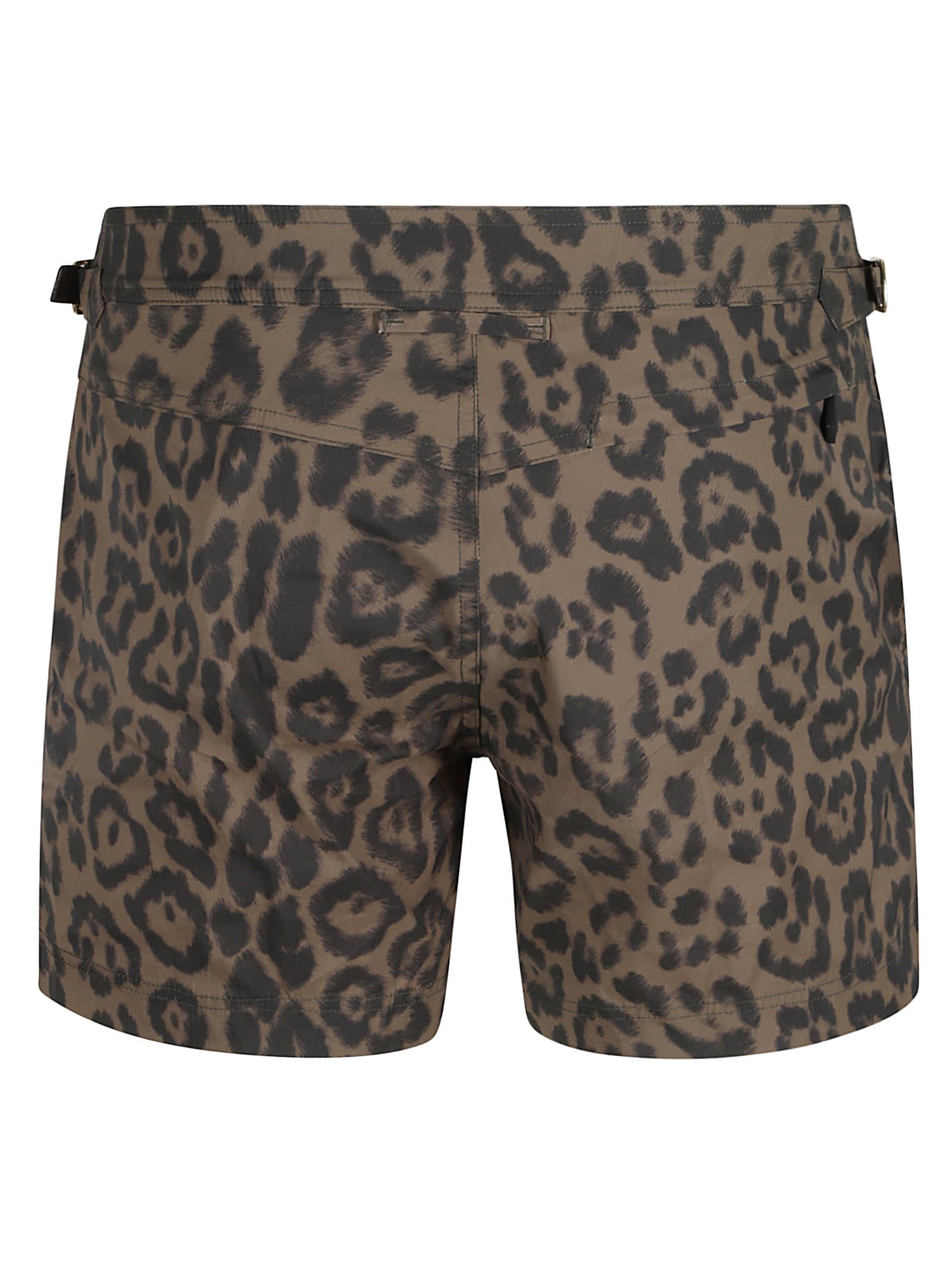 Shop Tom Ford Animal Print Shorts In Light Brown