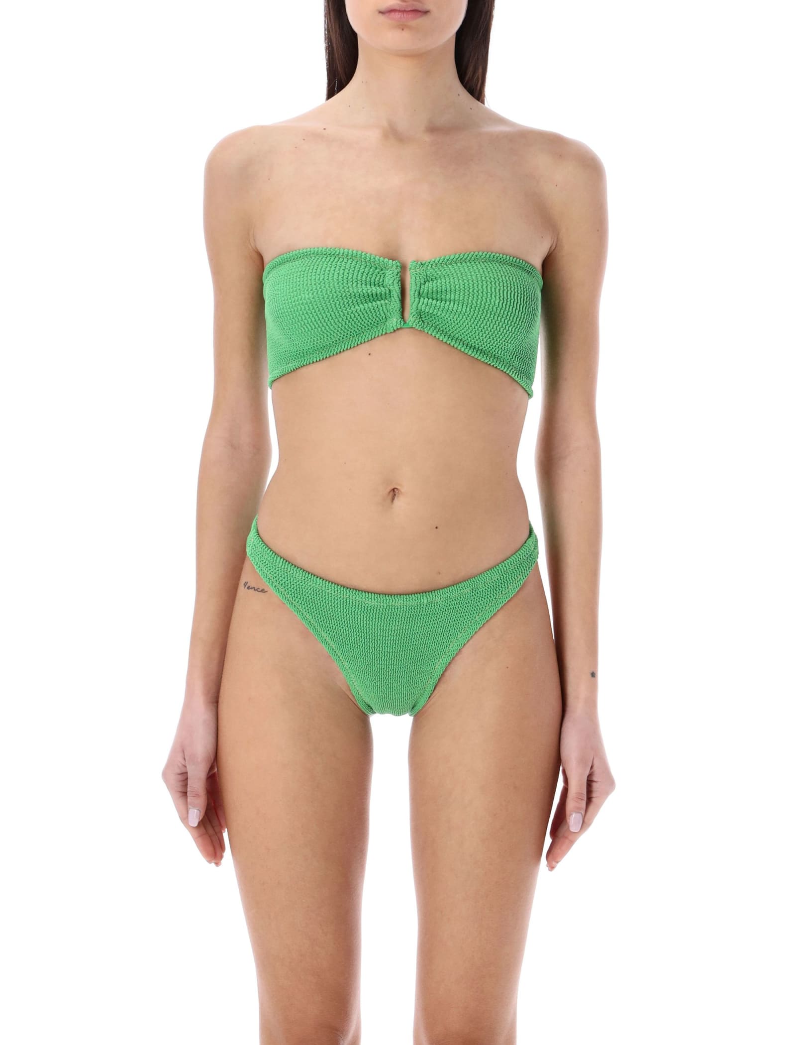 Shop Reina Olga Ausilia Scrunch Bikini Set In Green