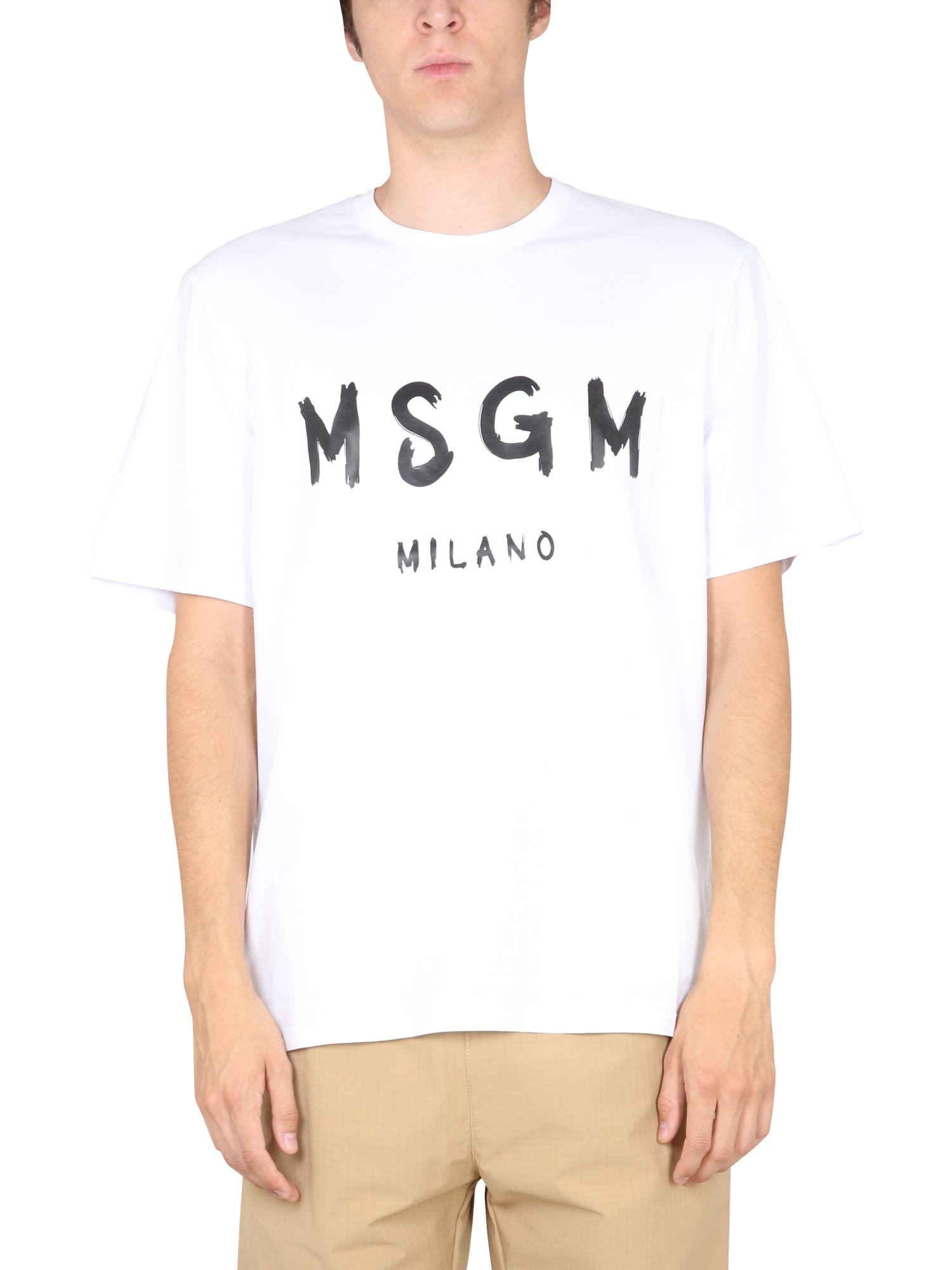 MSGM T-shirt Con Logo Pennellato