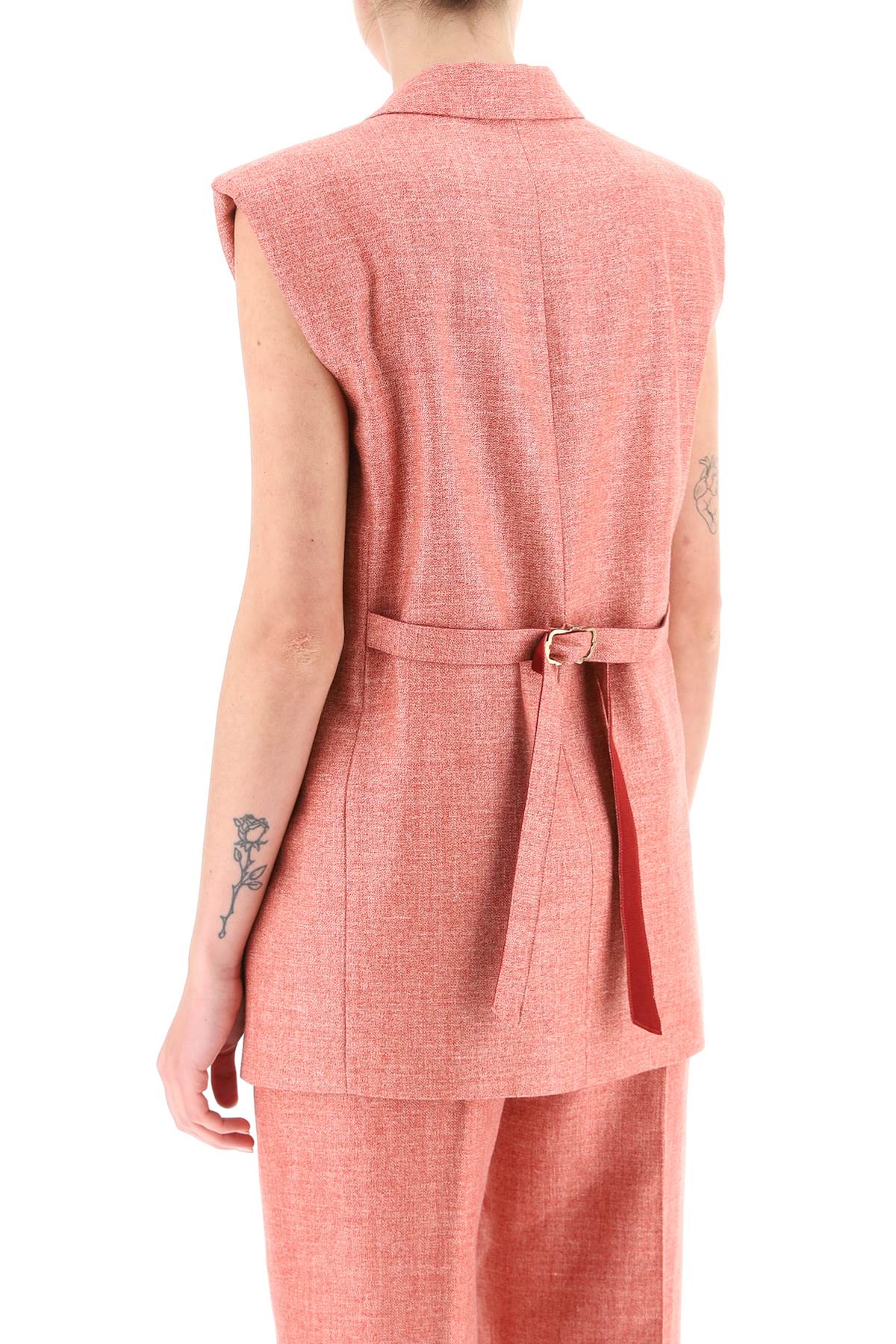 Shop Agnona Double-breasted Vest In Silk, Linen And Wool In Romeo (pink)