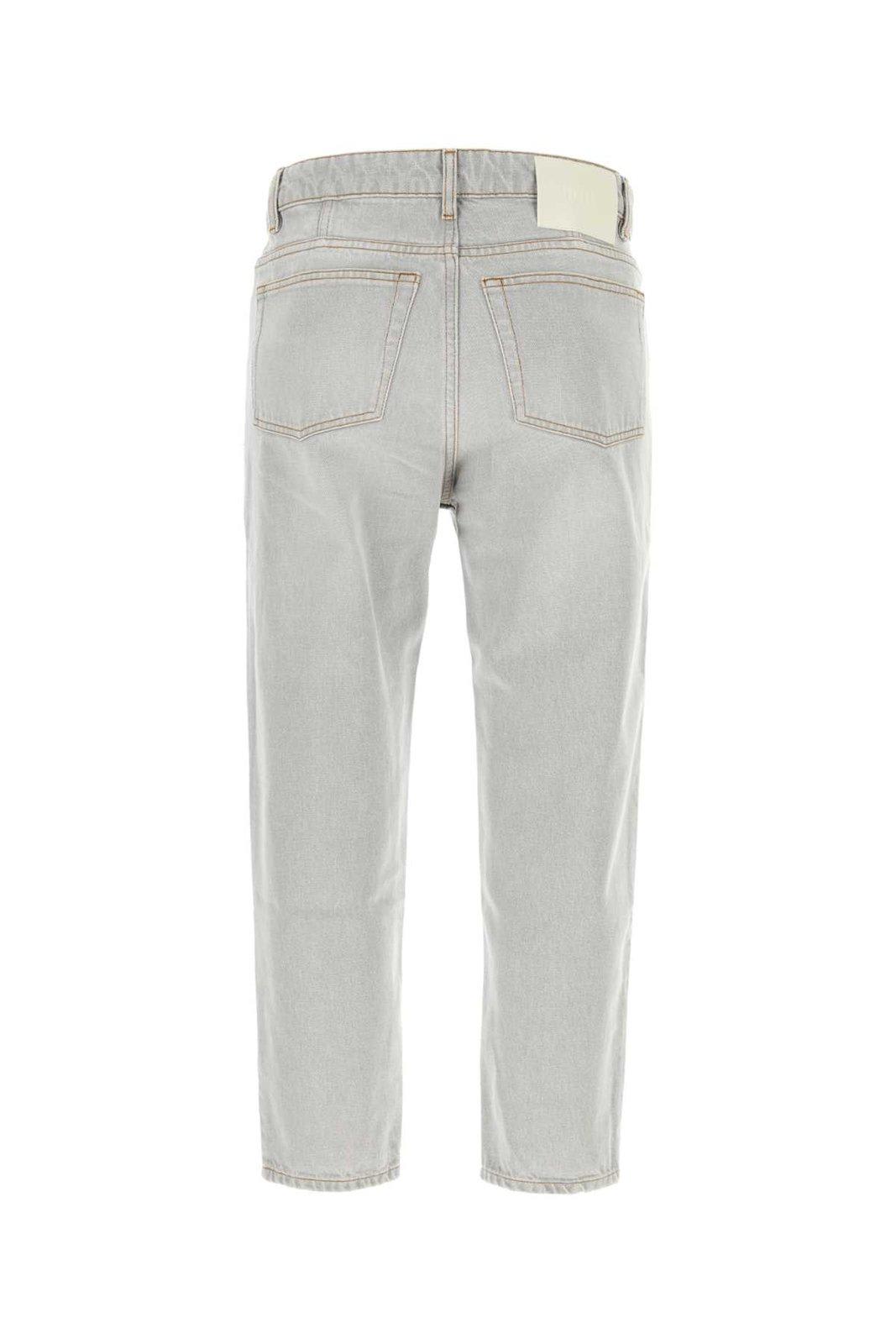 Shop Ami Alexandre Mattiussi Logo Patch Straight Leg Jeans In Grey