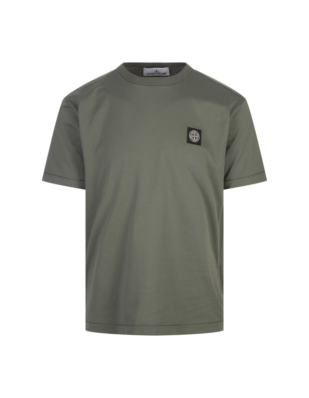 Shop Stone Island Olive T-shirt With Logo In Verde