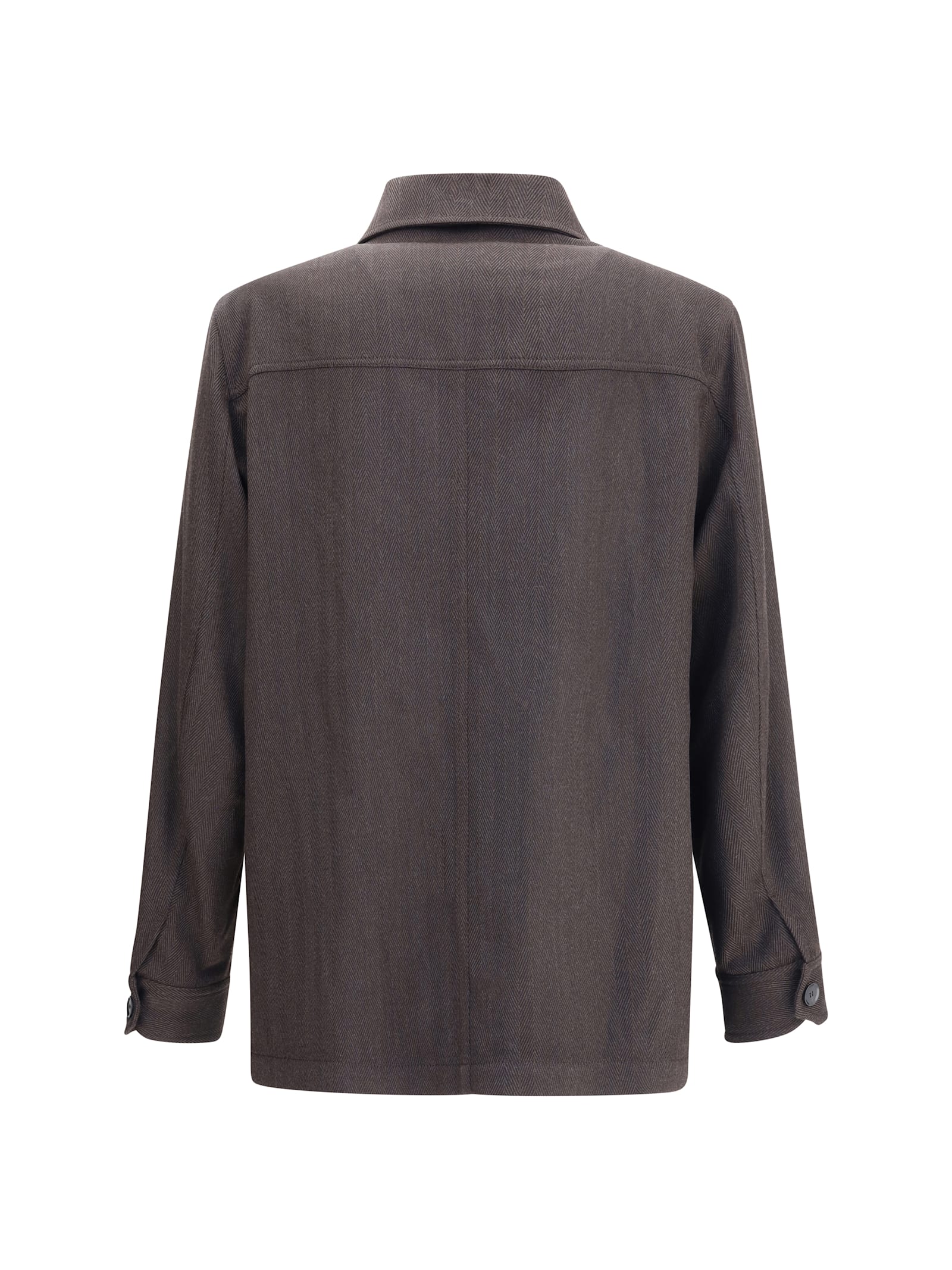 Brioni Herringbone Wool Jacket In Brown
