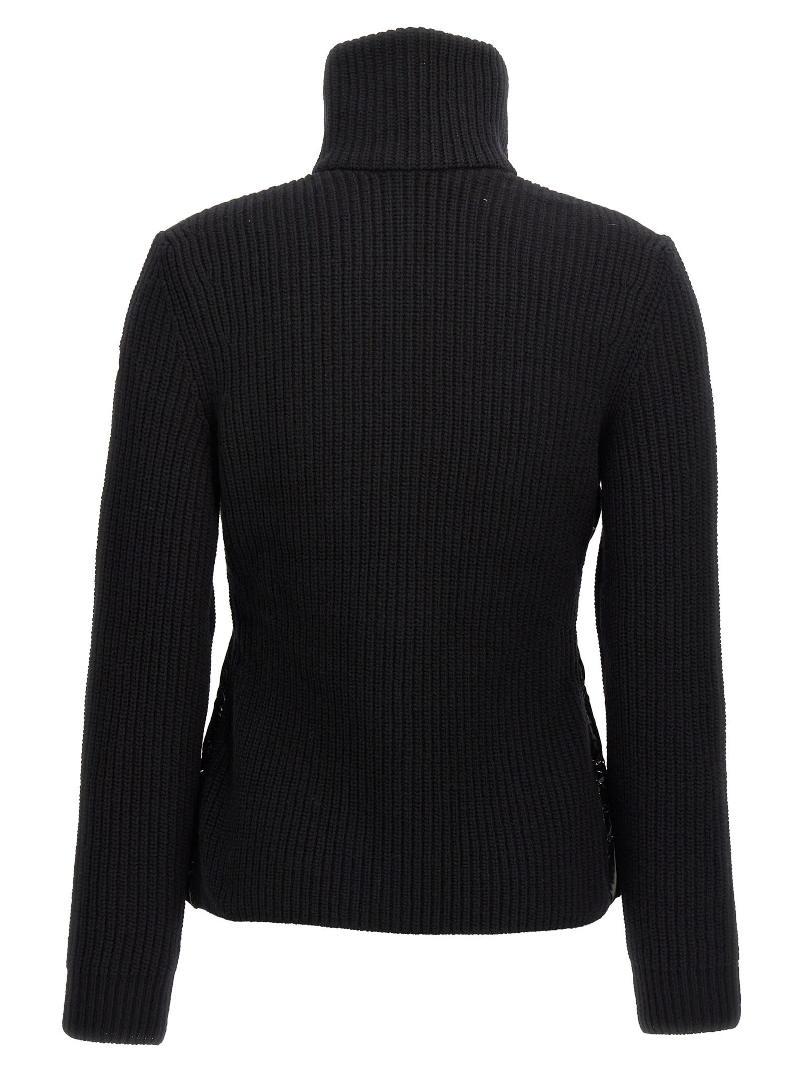 Shop Moncler Two-material Cardigan In Black