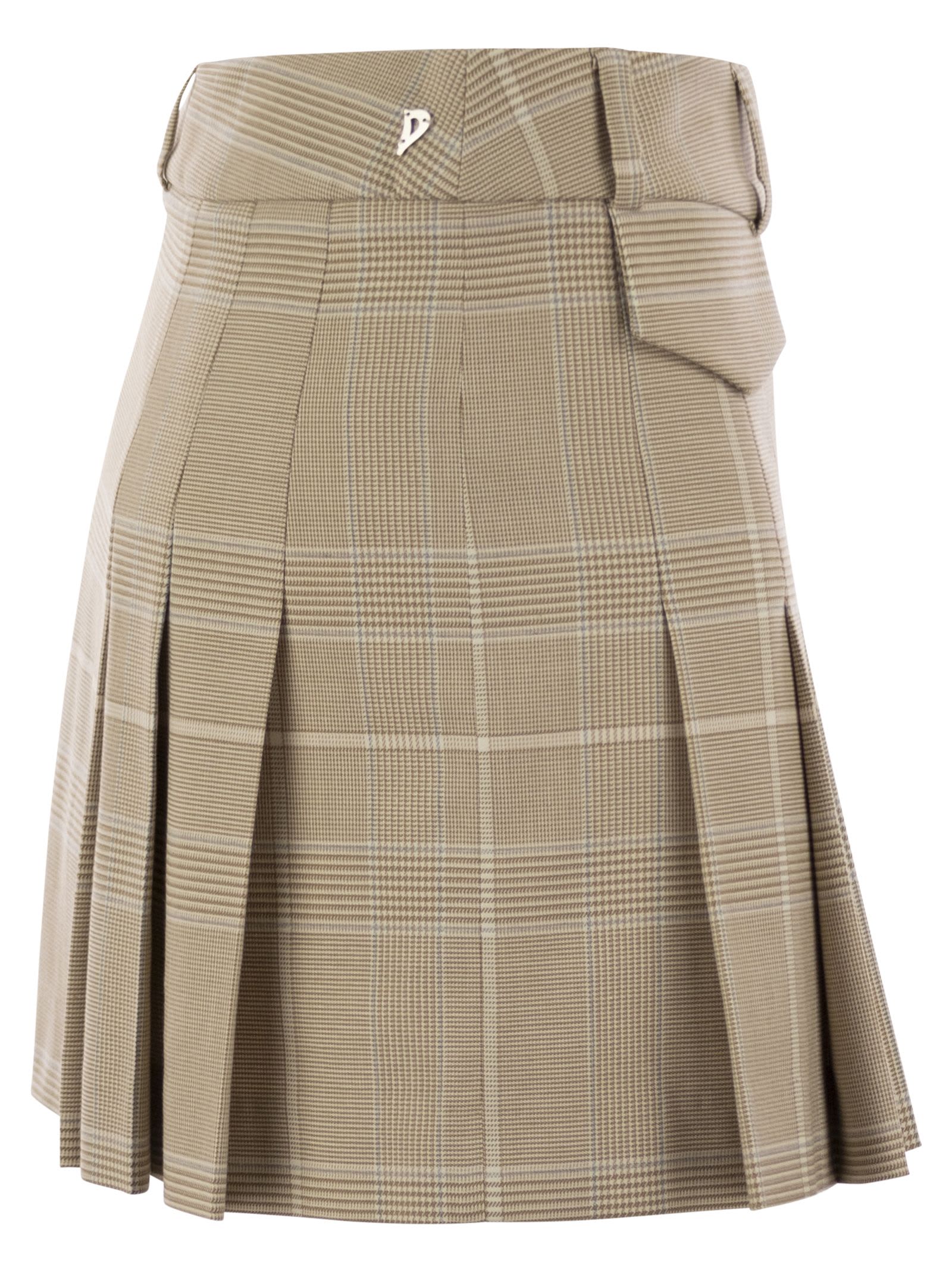 Dondup Prince Of Wales Mini Skirt In Neutral