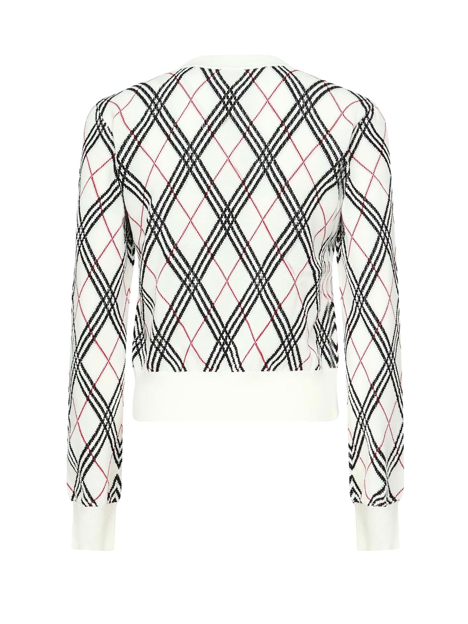 Burberry Argyle Cropped Sweaterb In White