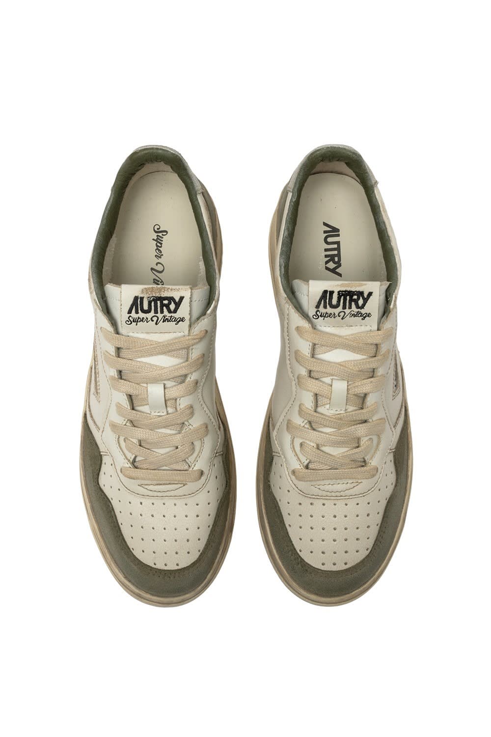 Autry Supvint Lowleat Suede Lizard Silv Sneaker In Neutral