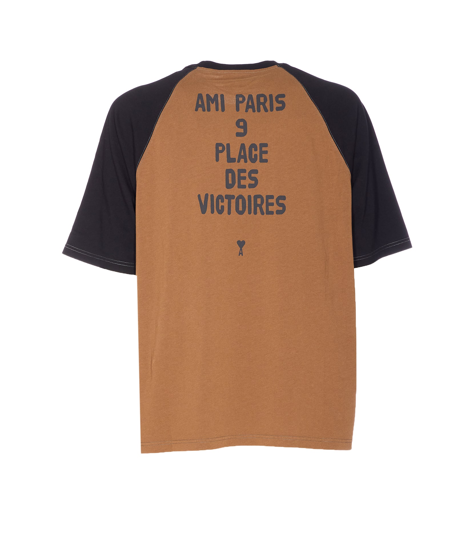 Ami Alexandre Mattiussi Ami Paris Men Cotton Colorblock T-shirt In Brown
