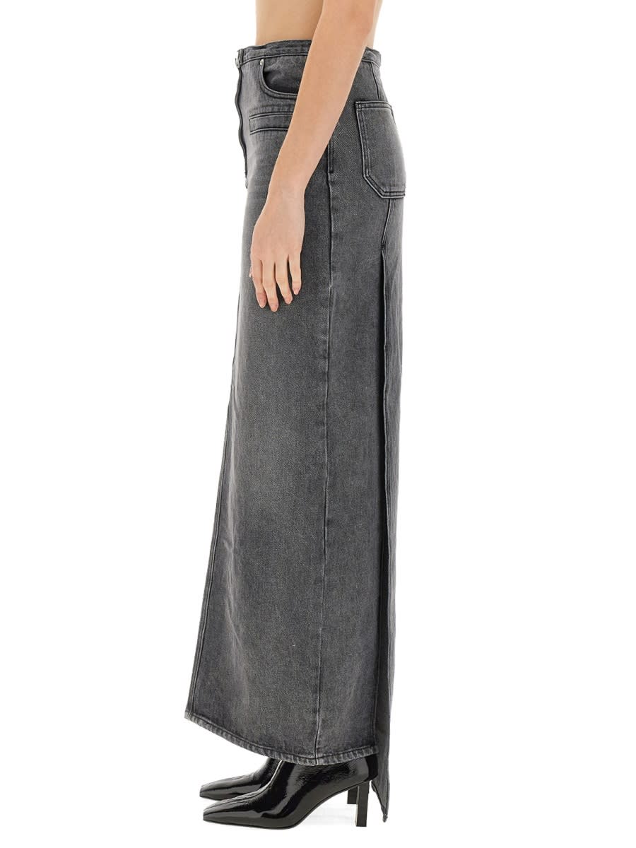 Shop Courrèges Denim Skirt In Grey