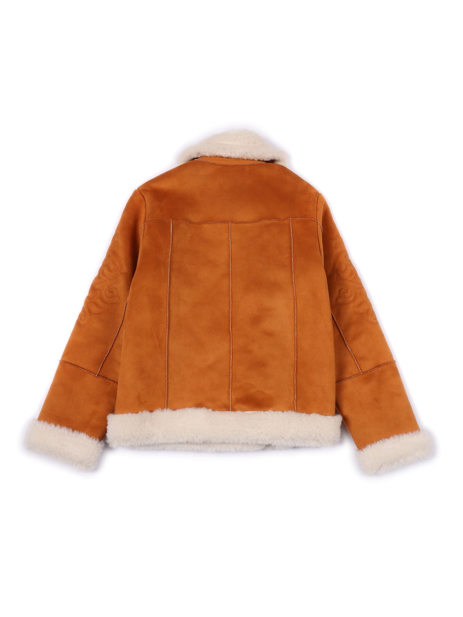 Mc2 Saint Barth Lorayne Jr Shearling-tex Embroidery 19 In Orange