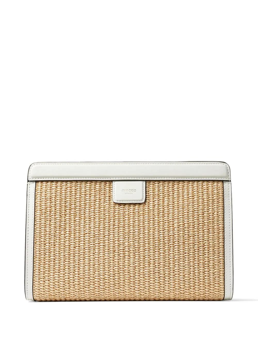 Shop Jimmy Choo Avenue Pouch In Natural/cream Colour In White