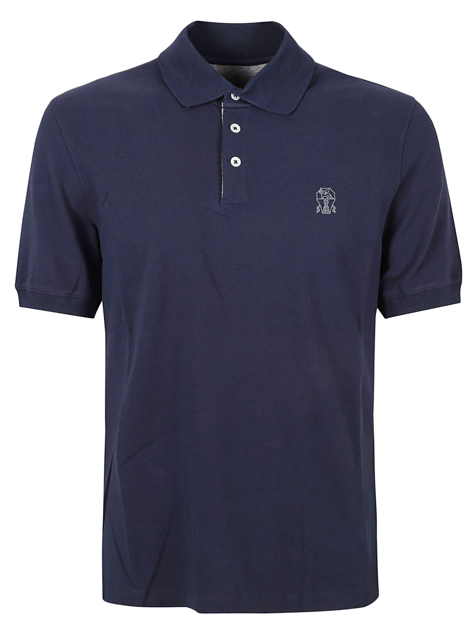 Brunello Cucinelli Chest Logo Regular Polo Shirt In Blue