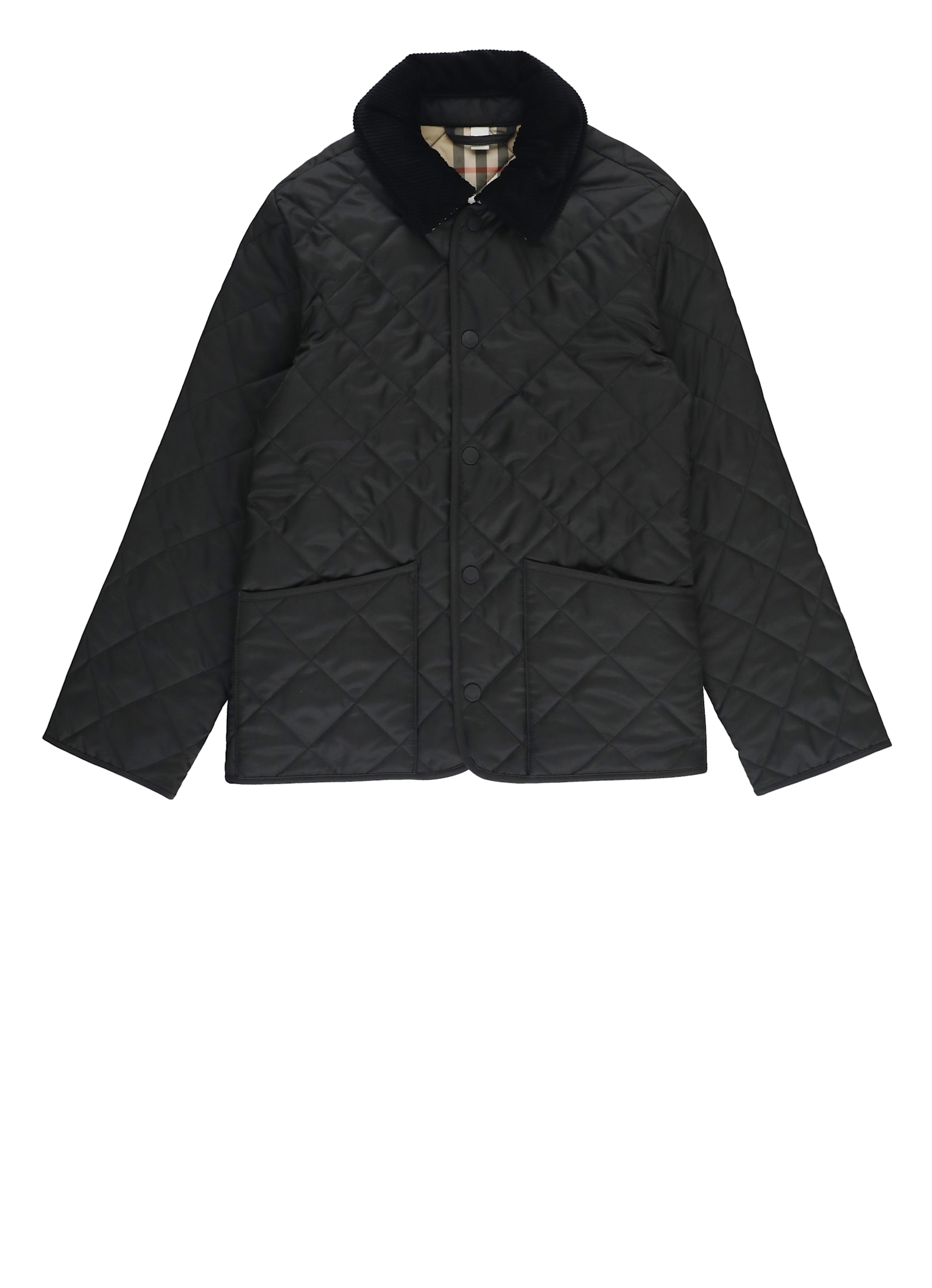 Burberry Little Boy's & Boy's Corduroy-trimmed Quilted Jacket In Black