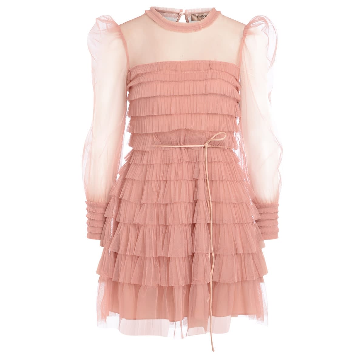 Twinset Dress In Pink Pleated Tulle