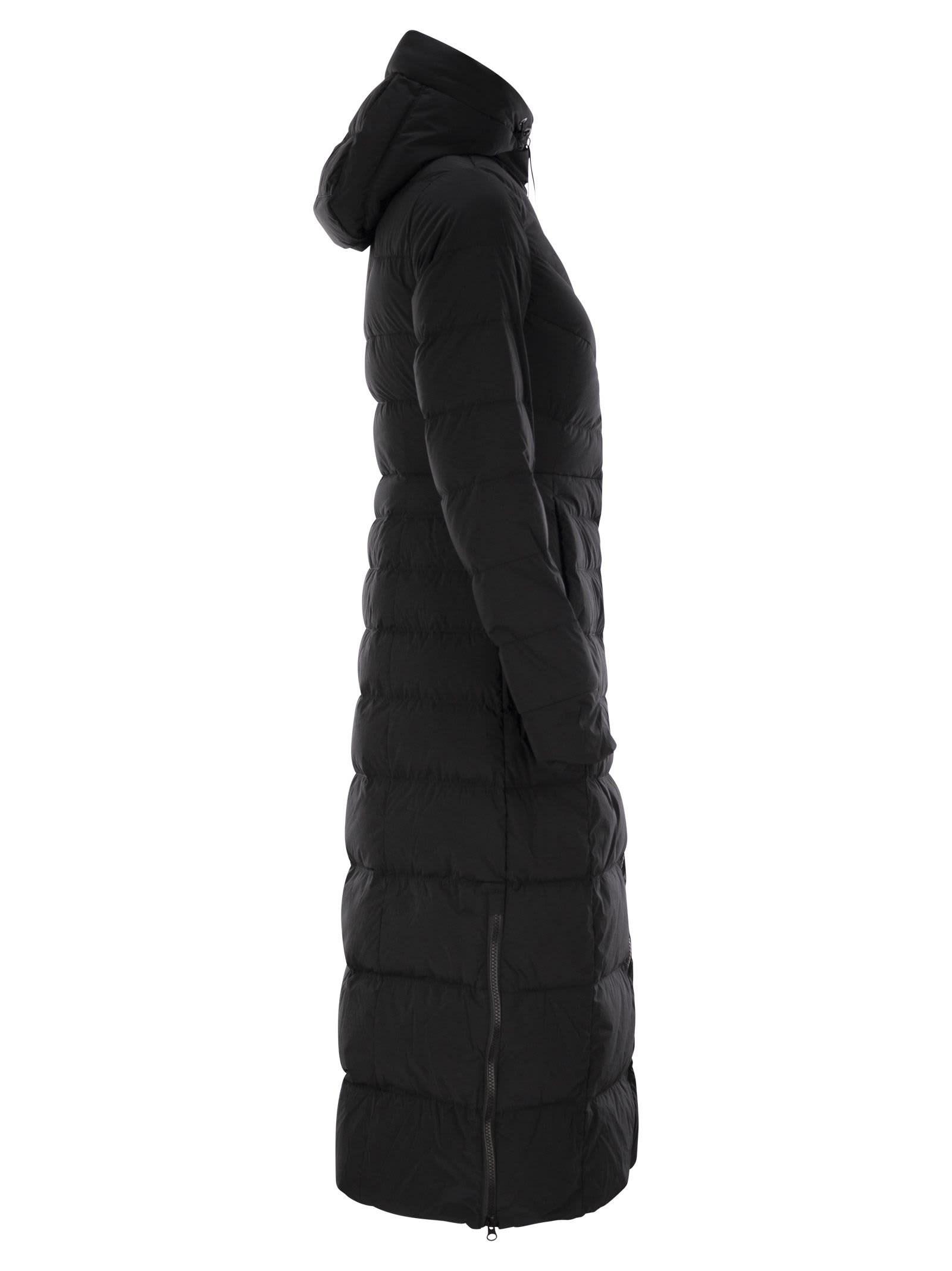 Shop Canada Goose Clair - Long Down Jacket With Hood In Black