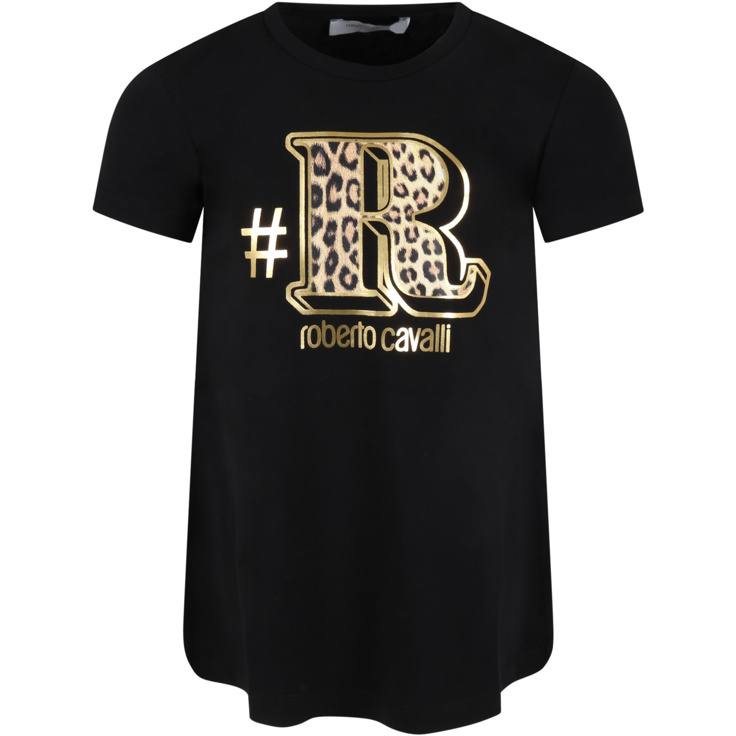 Roberto Cavalli Black T-shirt For Girl With Logo