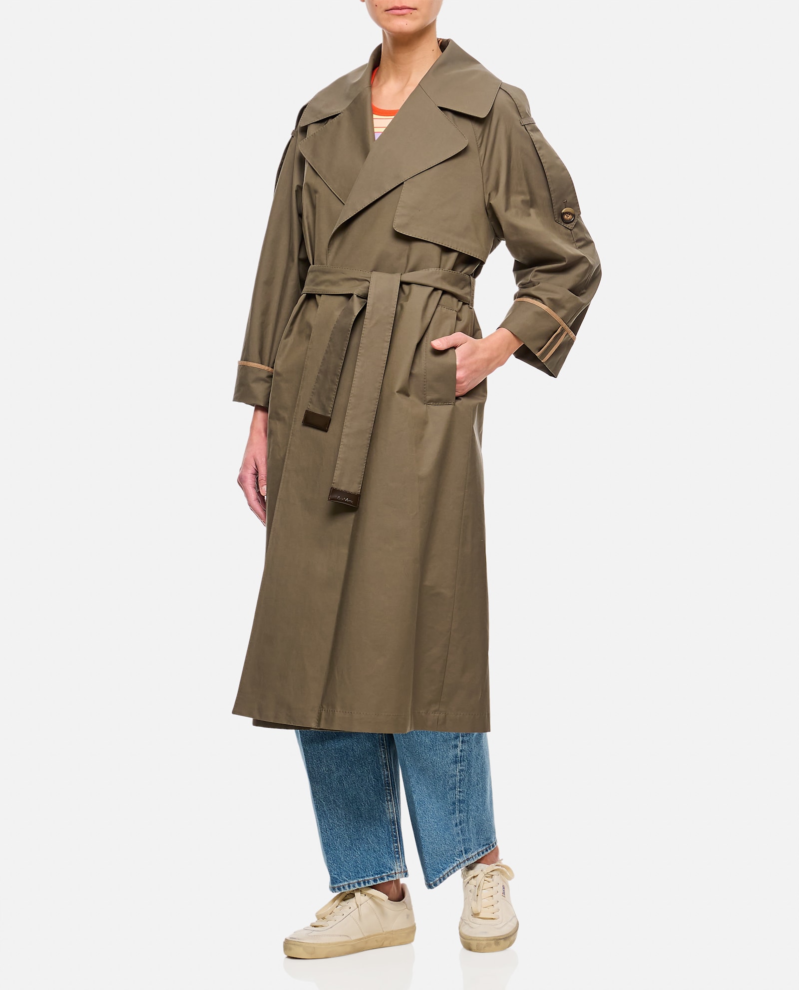 Max Mara The Cube Oversized Military Green Trench Coat For Women - In Argilla