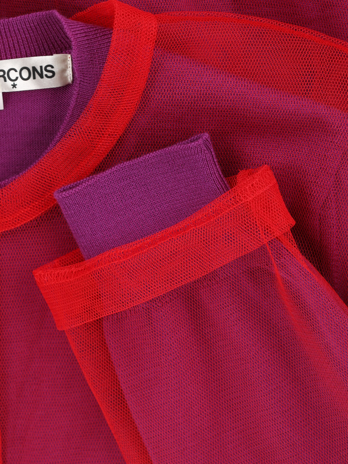 Comme Des Garçons Crewneck Knitwear With Long Sleeves And Sheer Fabric In Purple