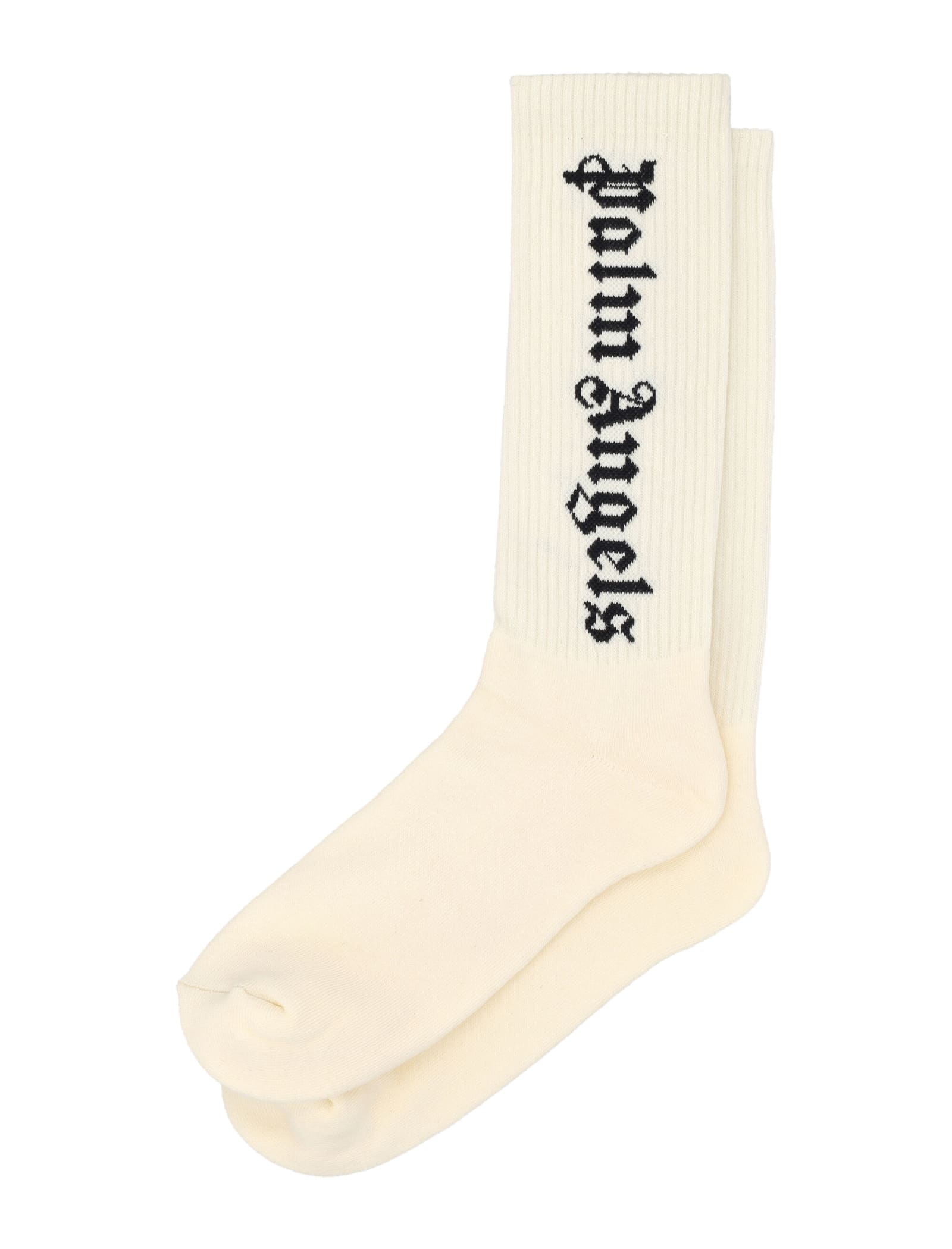 Shop Palm Angels Classic Logo Socks In Butter