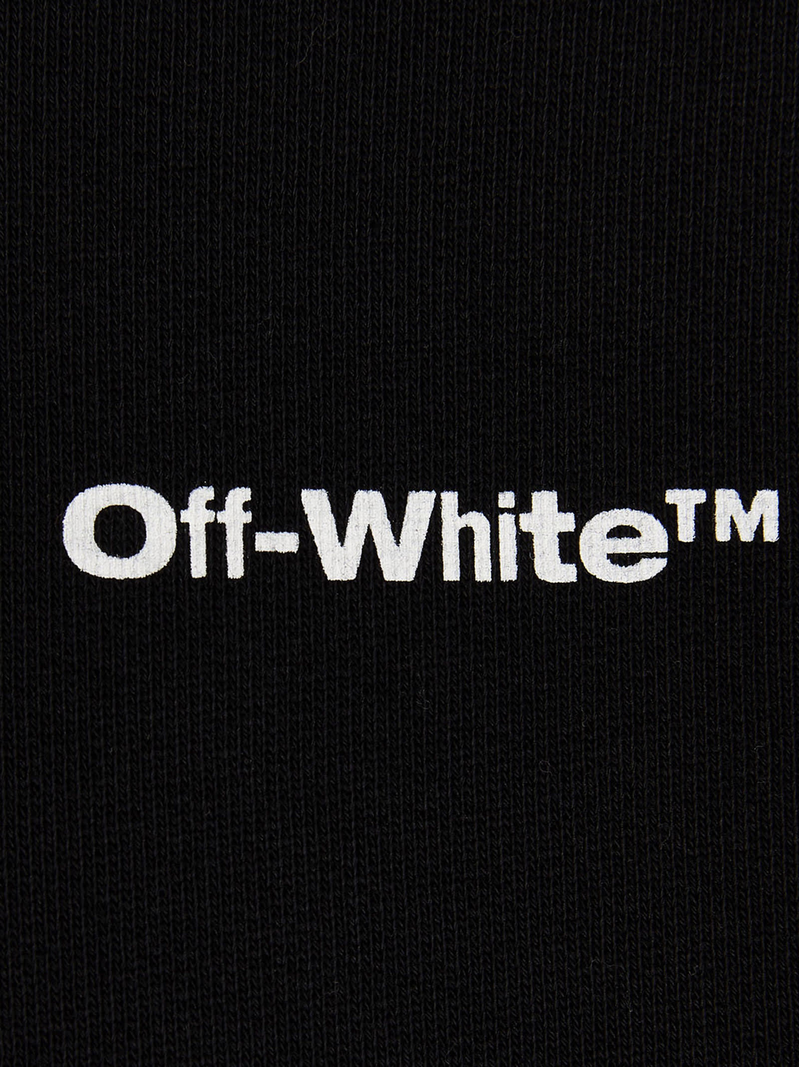 Off-white Black Cotton Hoodie With Wave Outl Diagonal Print In