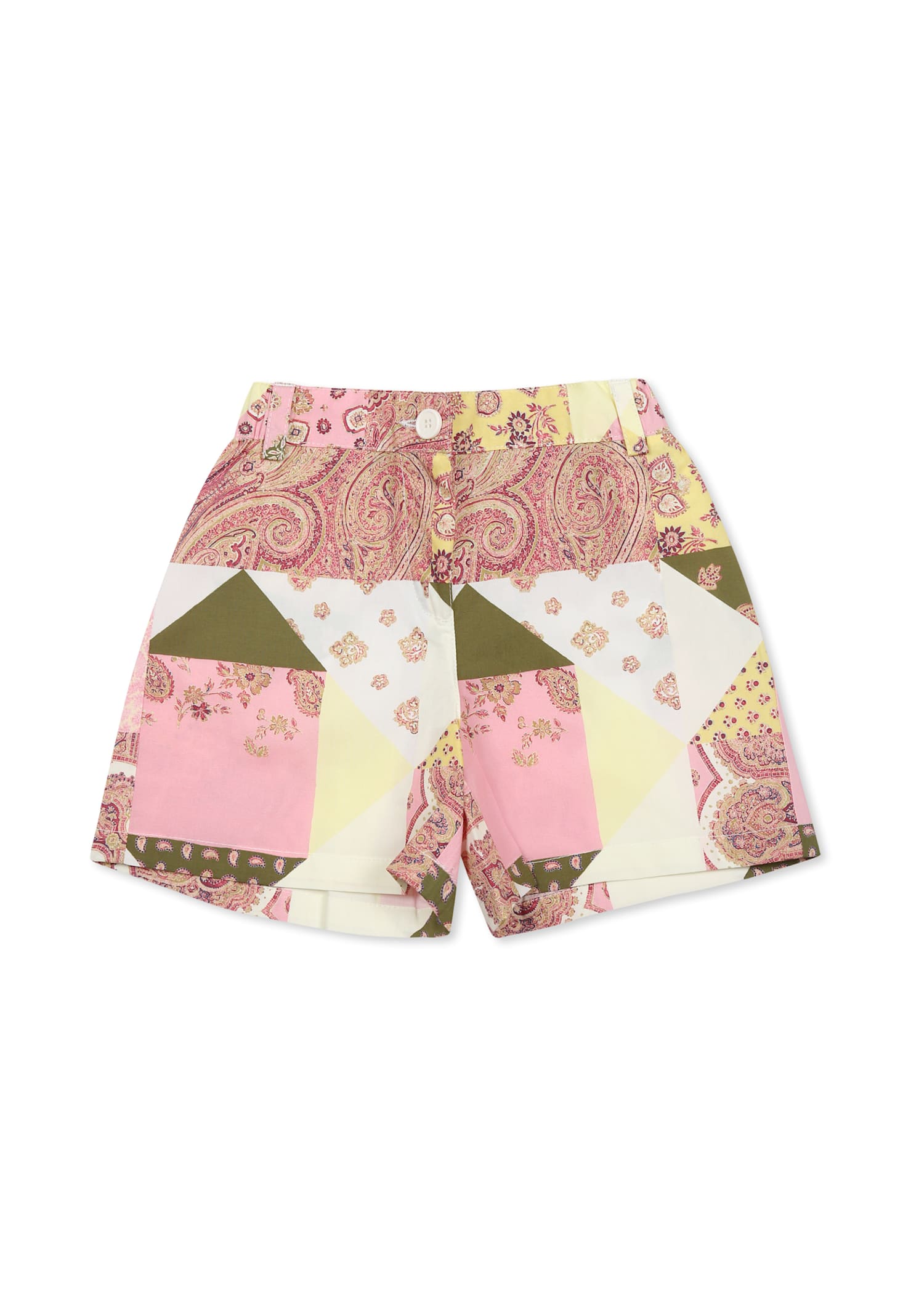 Shop Etro Multicolor Shorts For Baby Girl With Paisley Patchwork Print