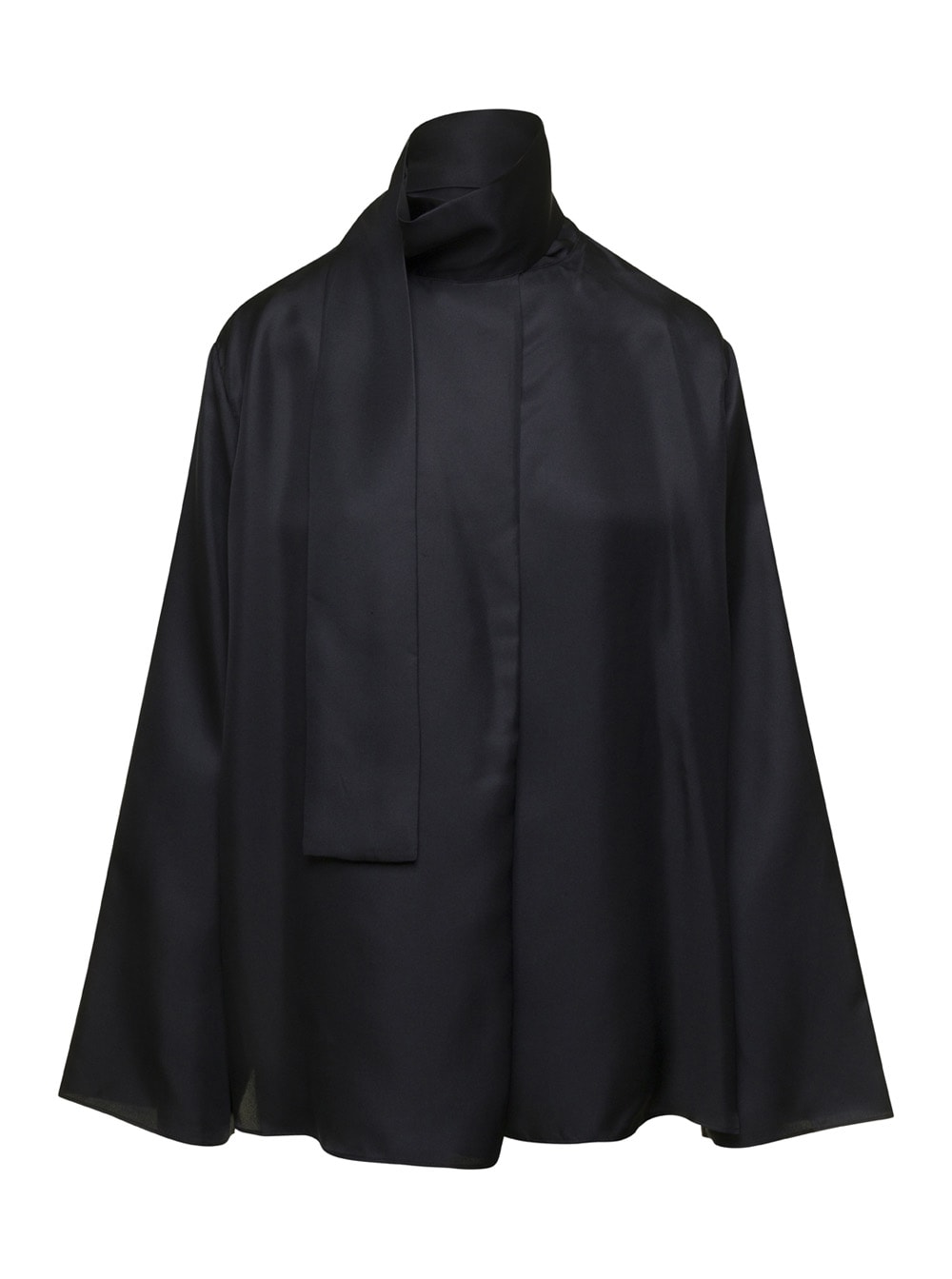 Shop Rohe Shirt With Sash In Silk Woman In Black