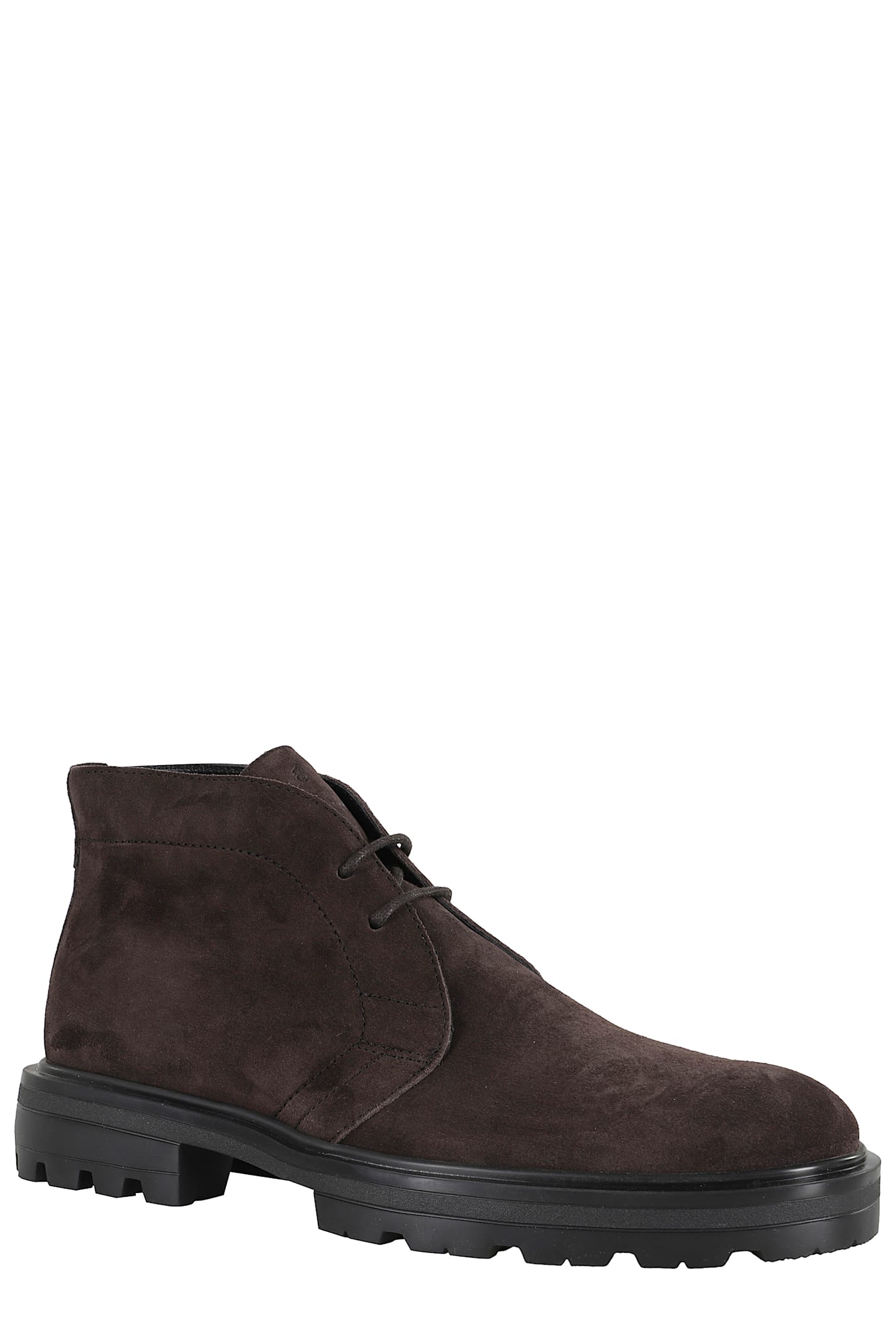 Hogan Brown Suede Ankle Boots With Toggled Tongue And Rubber Sole In Brown