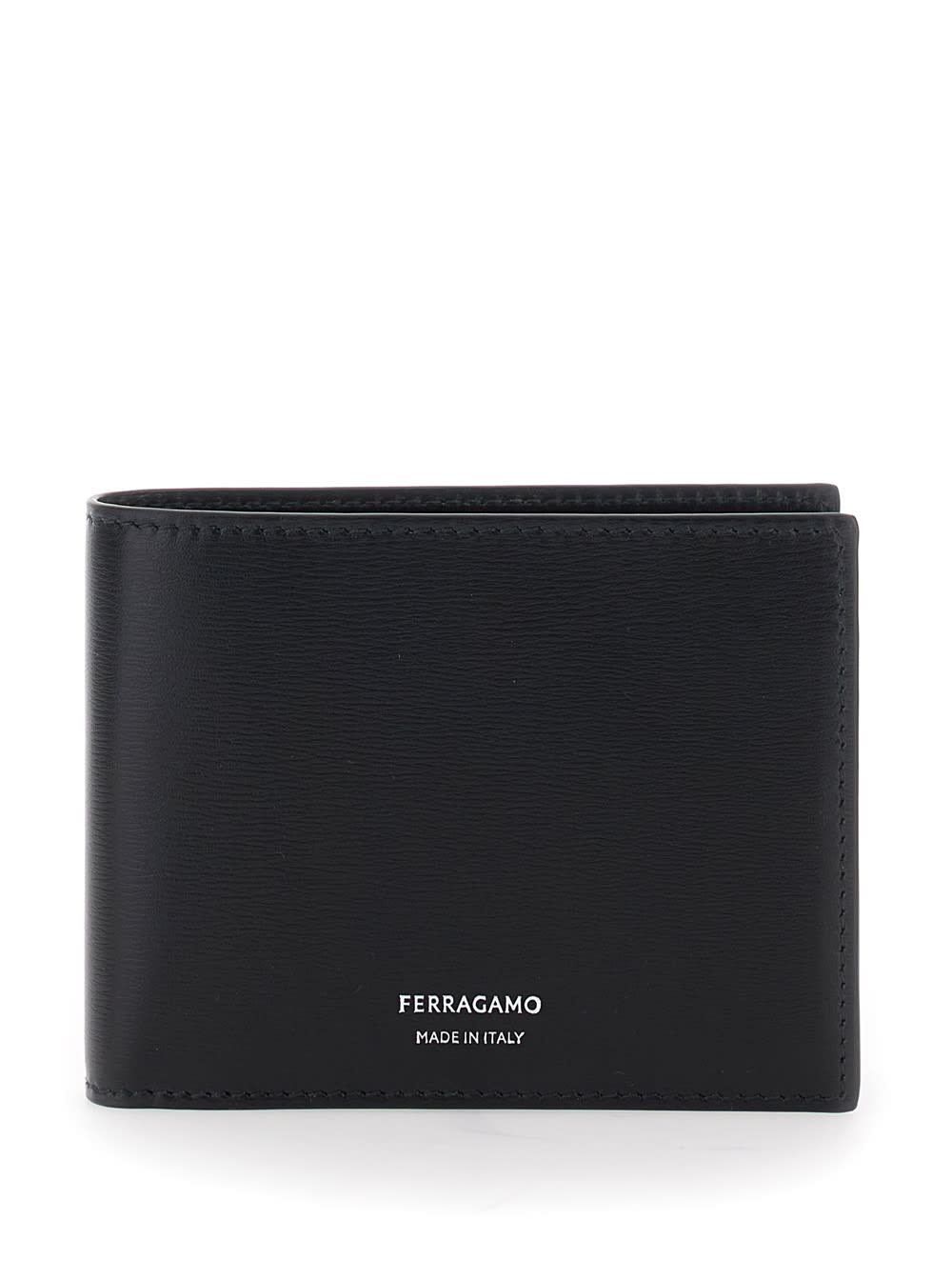florence Black Bi-fold Wallet With Logo Lettering On The Front In Leather Man