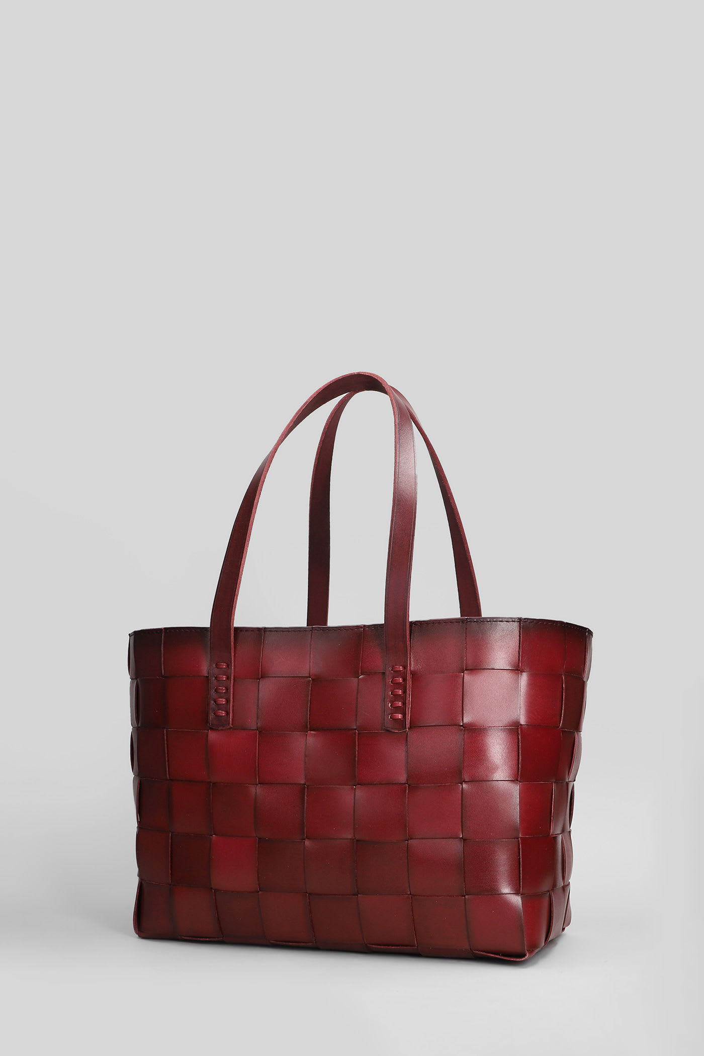 Dragon Diffusion Box Weave Basket Tote In Bordeaux Leather In Burgundy