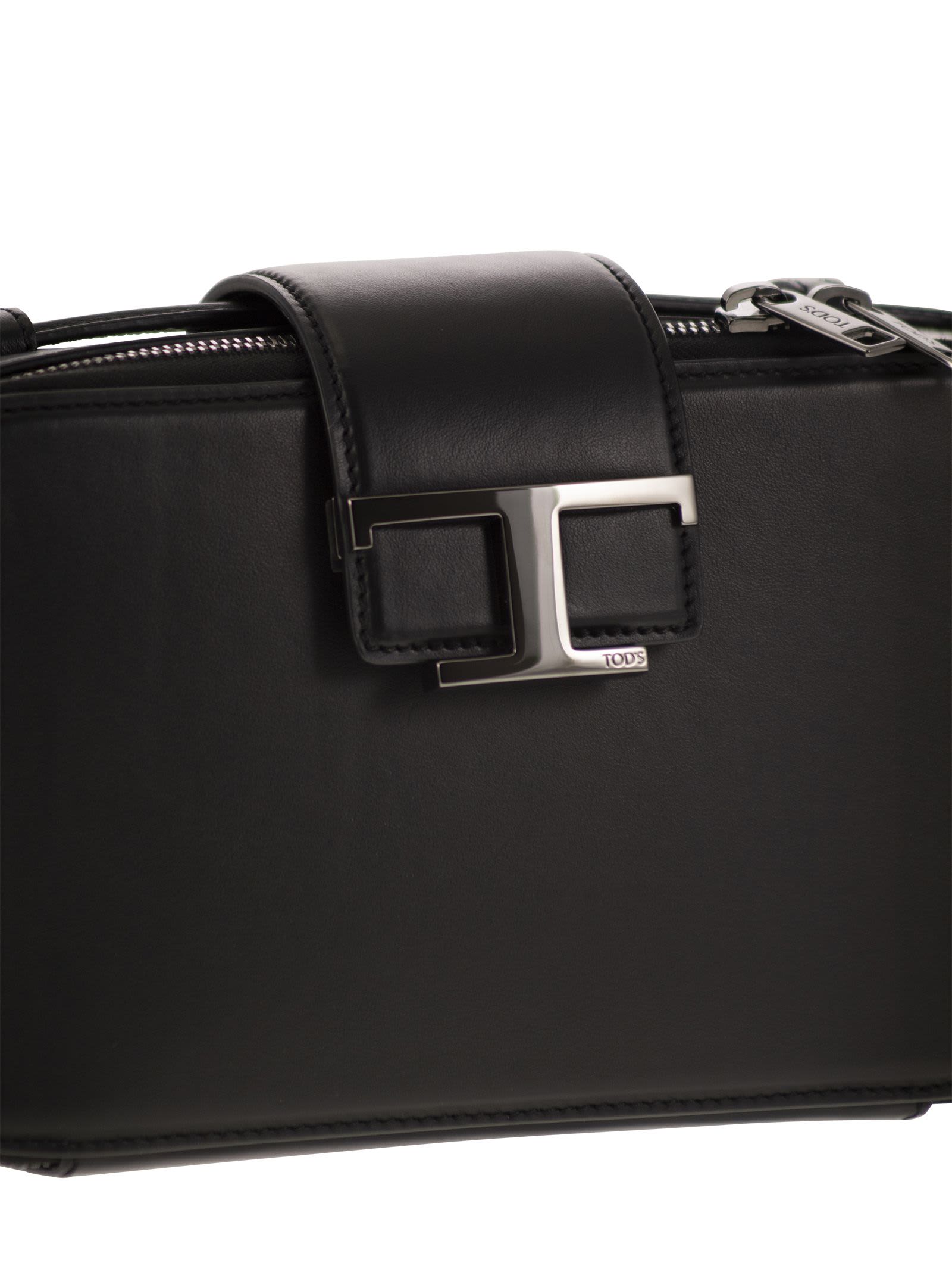 Shop Tod's Leather Mini Camera Bag In Black