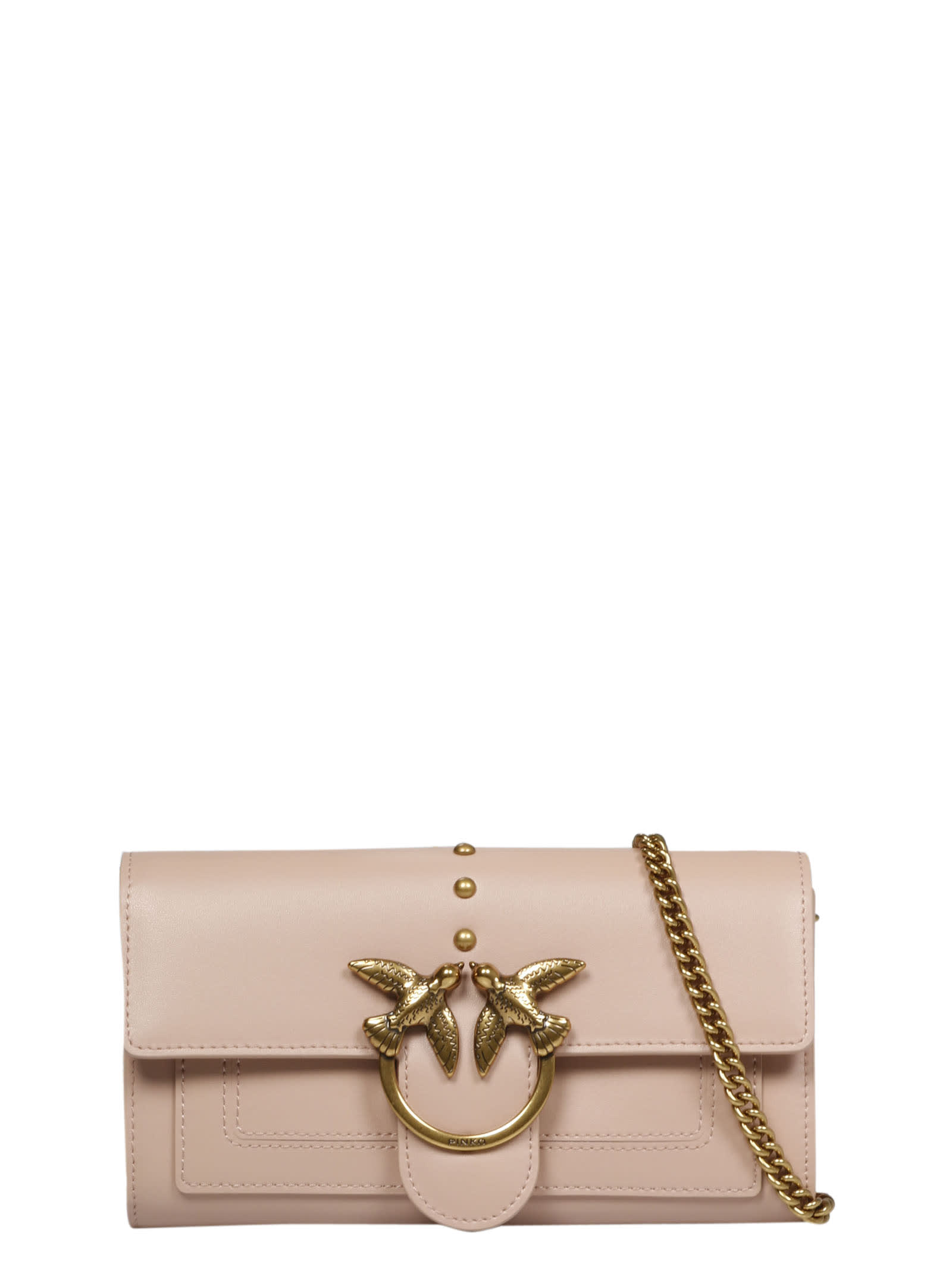Click to view more detailed imagery on our partner's website Pinko Chain Love Wallet In Nude & Neutrals