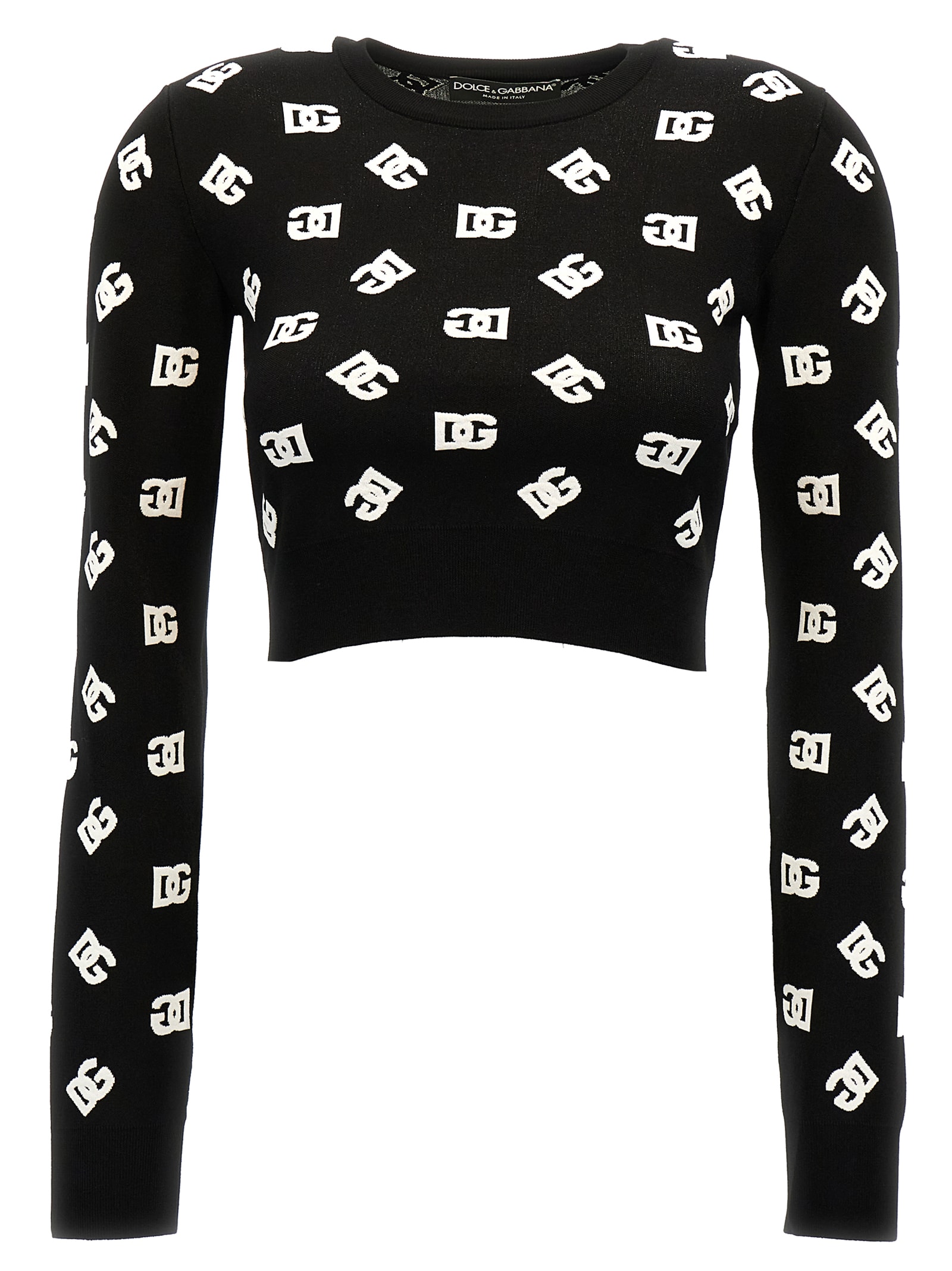 Shop Dolce & Gabbana All Over Logo Sweater In Nero