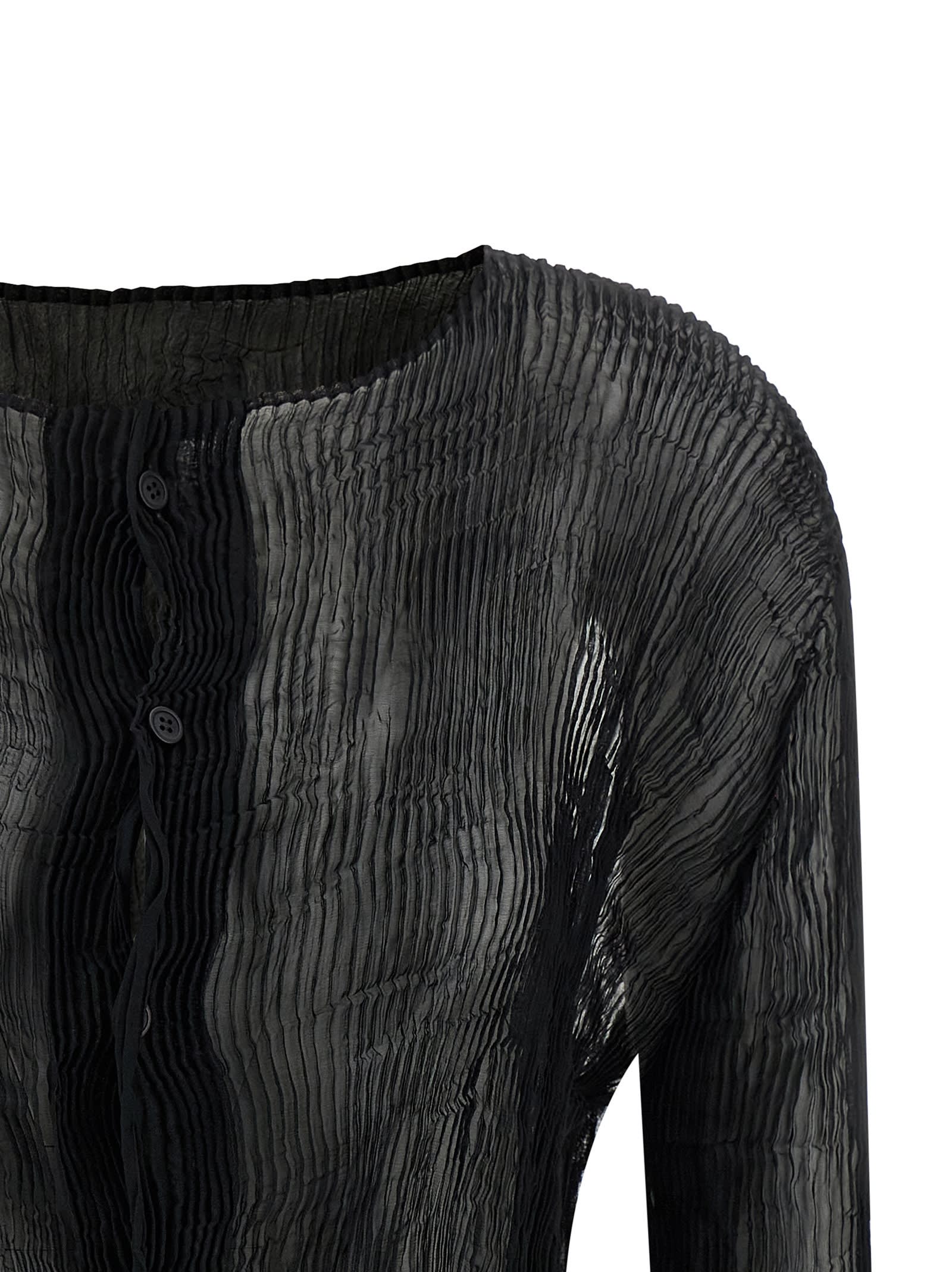Issey Miyake Chiffon Twist Cardigan In Black