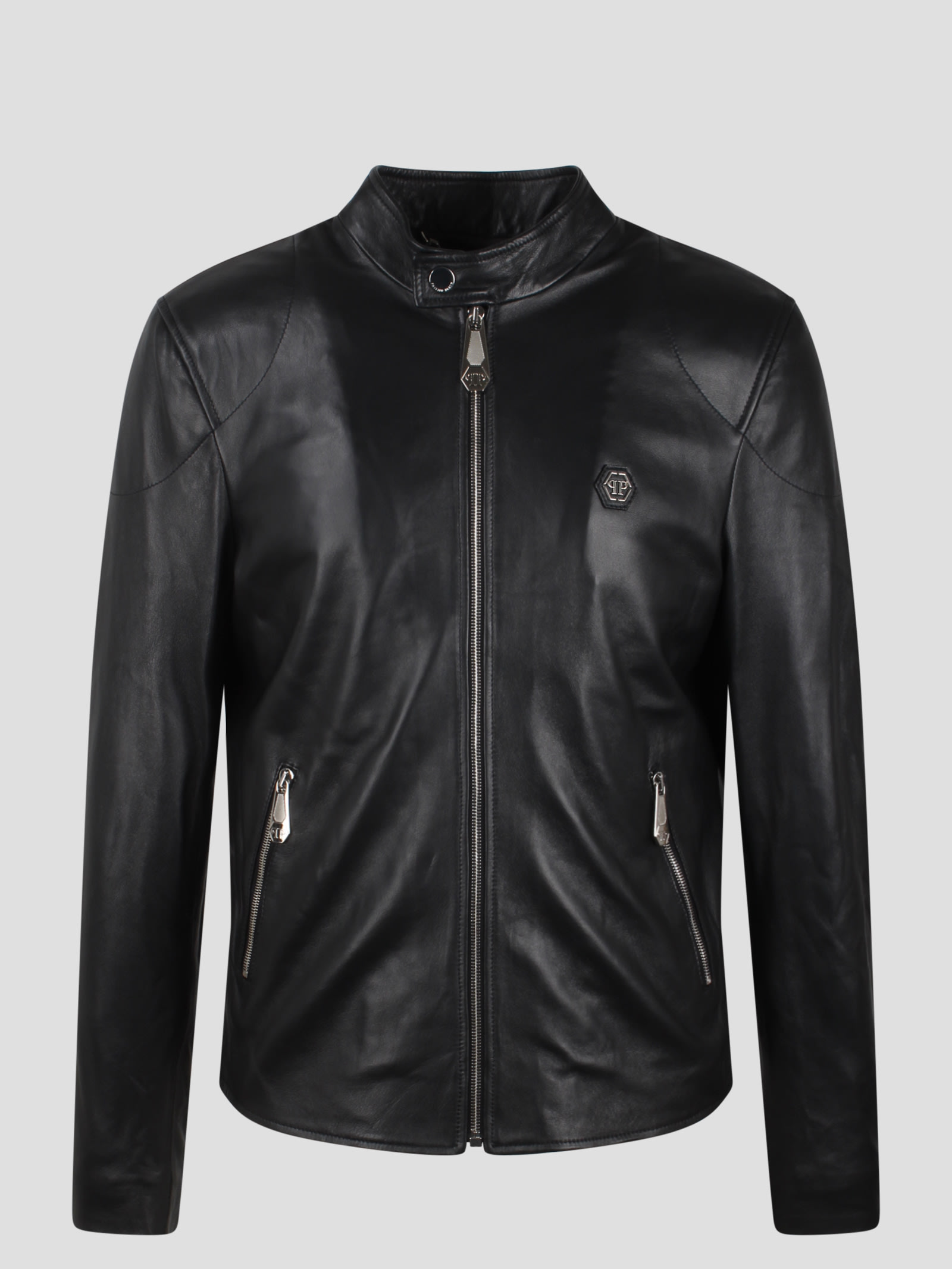 PHILIPP PLEIN BASIC LEATHER MOTO JACKET 