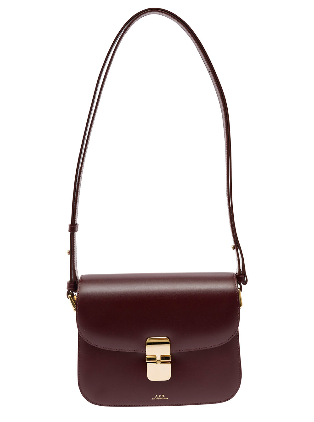 Apc Grace Bordeaux Small Crossbody Bag With Adjustable Shoulder Strap And Embossed Logo Lettering On The In Burgundy