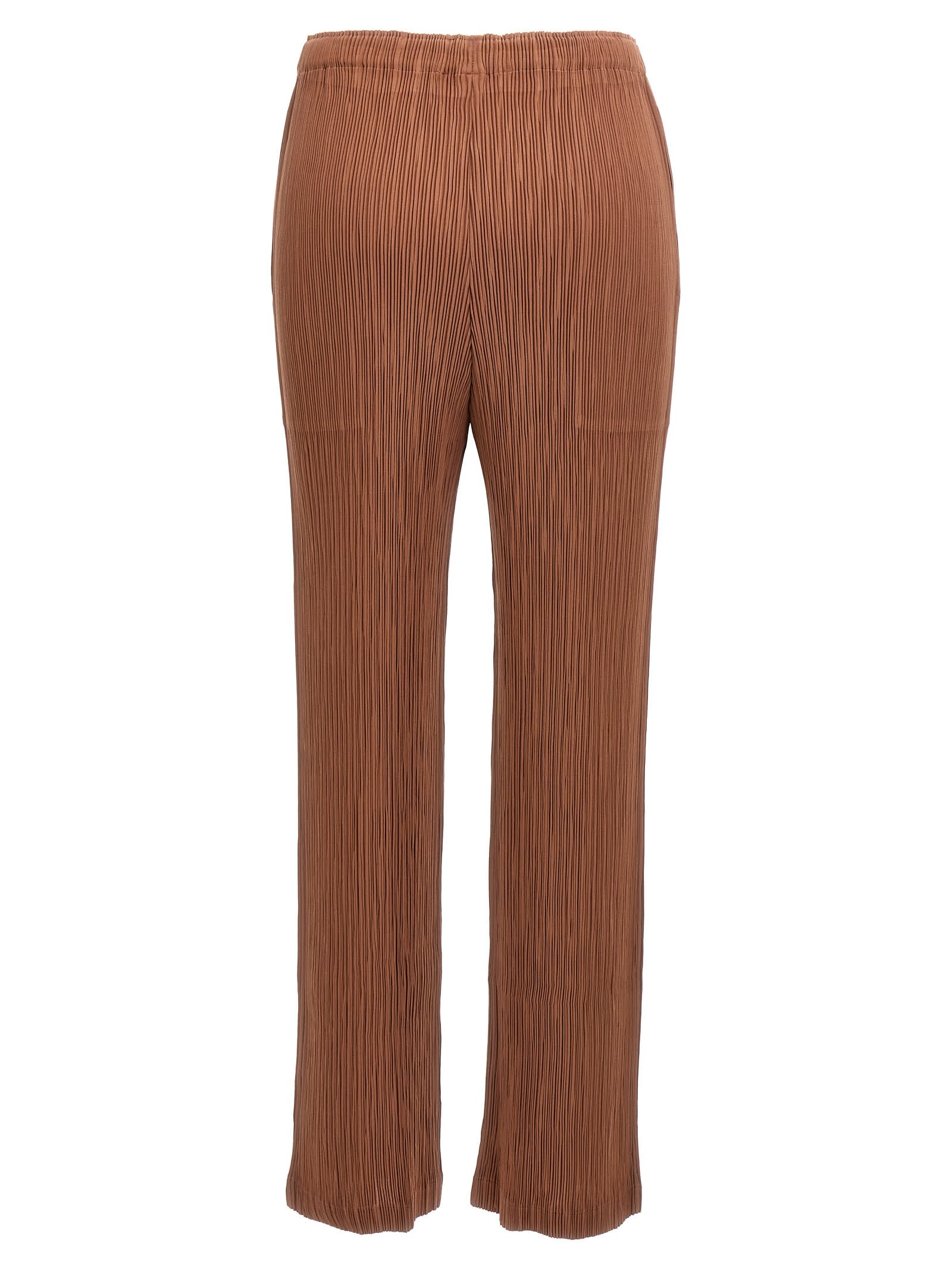 パンツ ISSEY MIYAKE 'Hatching Pleats' pants Brown Issey Miyake Hatching Pleats Pants Brown | ModeSens