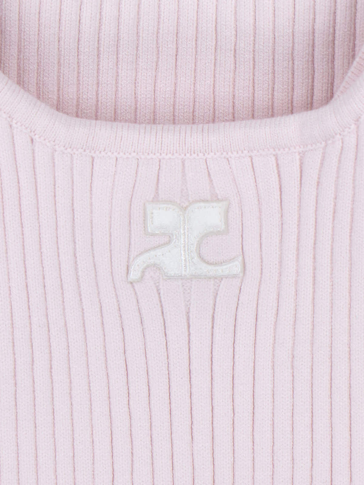 Shop Courrèges Logo Ribbed Top In Pink