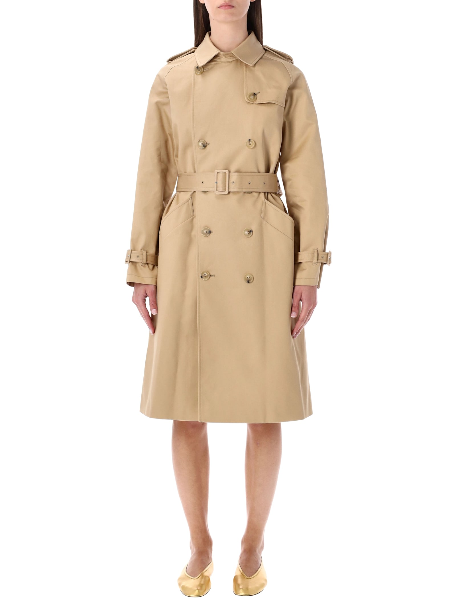 Apc A.p.c. Greta Trench Coat In Beige Waterproof Gabardine In Sand