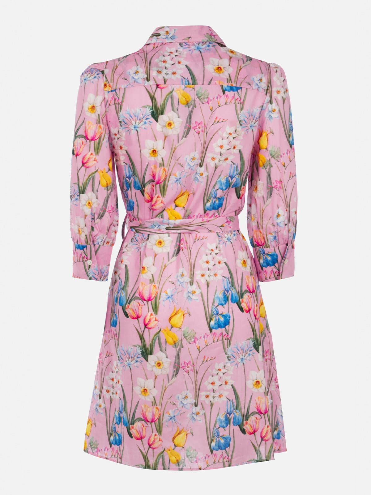 Mc2 Saint Barth Woman Cotton Dress Avery With Tropical Print In Pink