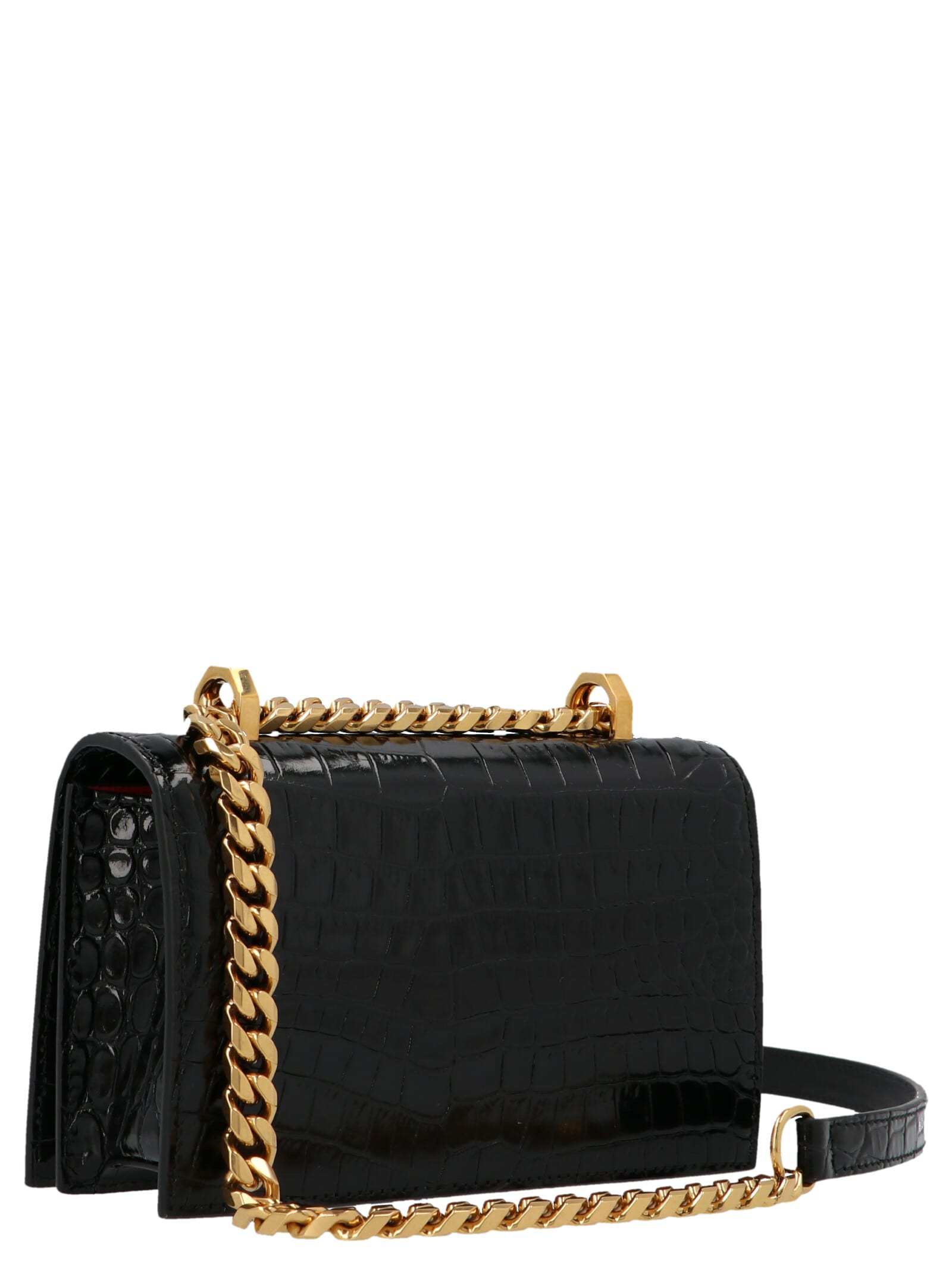 Alexander Mcqueen Alexander Mc Queen Jewelled Satchel Mini Leather Crossbody Bag In Nero