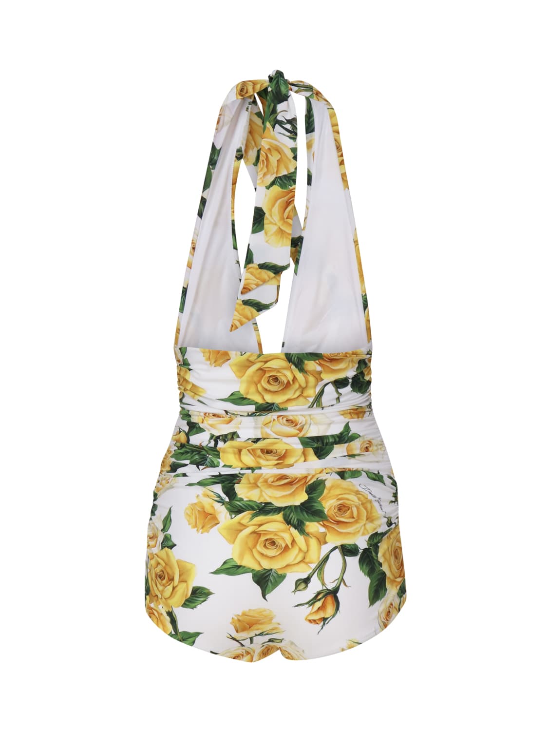 Shop Dolce & Gabbana One-piece Swimsuits With Flower Print In Yellow