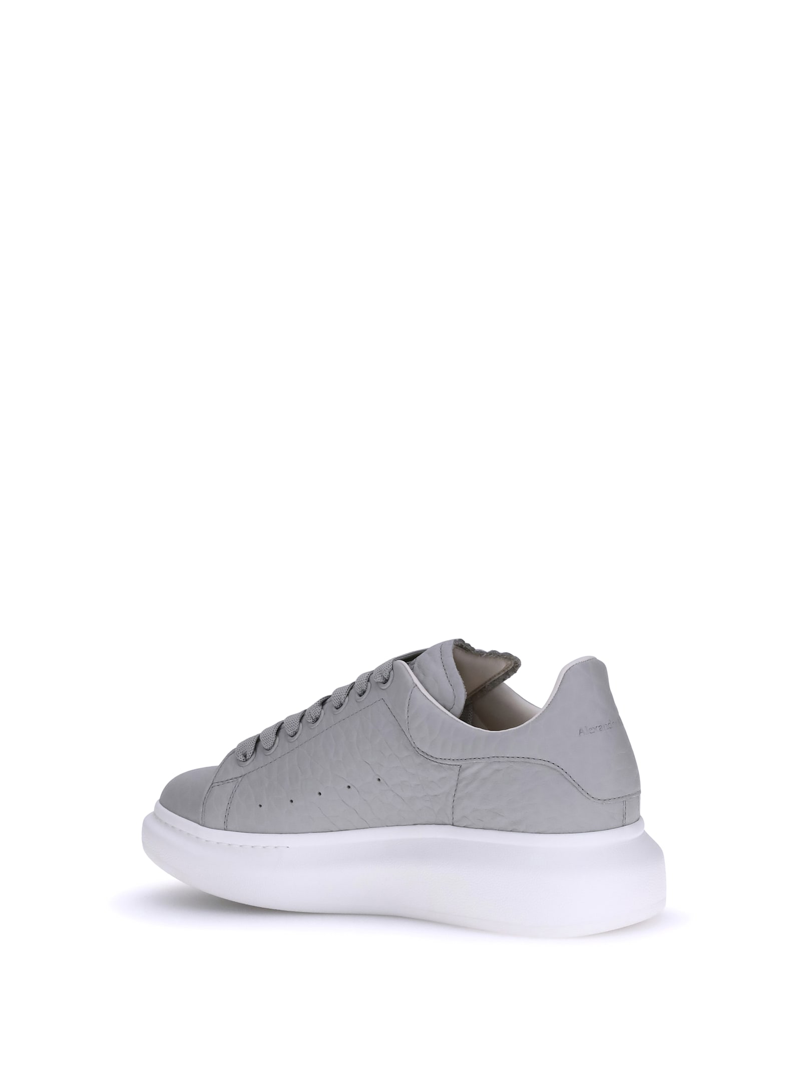 Alexander Mcqueen Leather Platform Sneakers Added Height In Gray