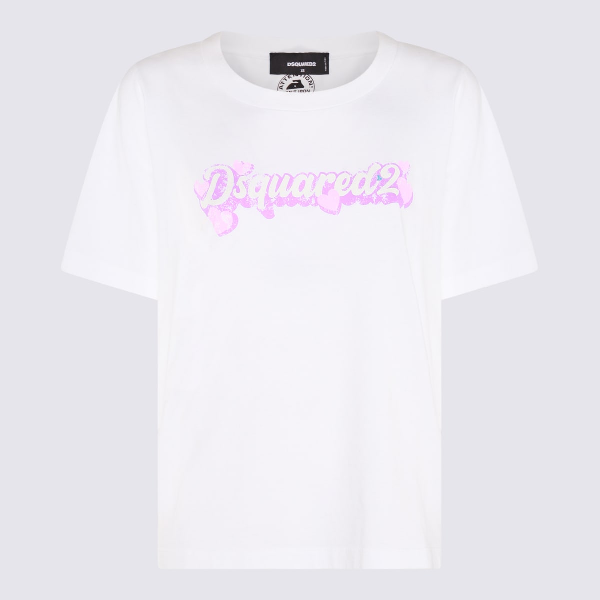 Dsquared2 White And Pink Cotton T-shirt
