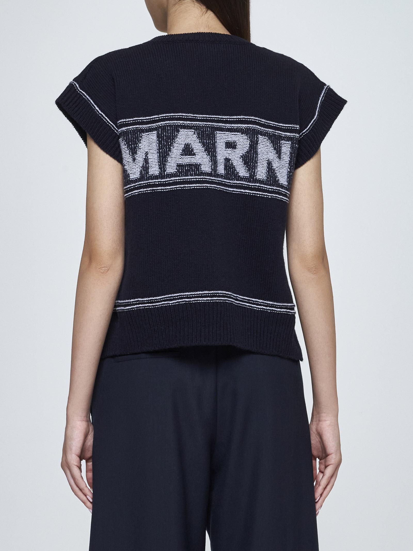 Shop Marni Wool Asymmetric Top In Blue