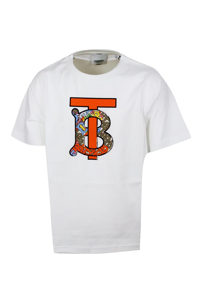 Burberry Short-sleeved Cotton T-shirt With Logo Print On The Chest