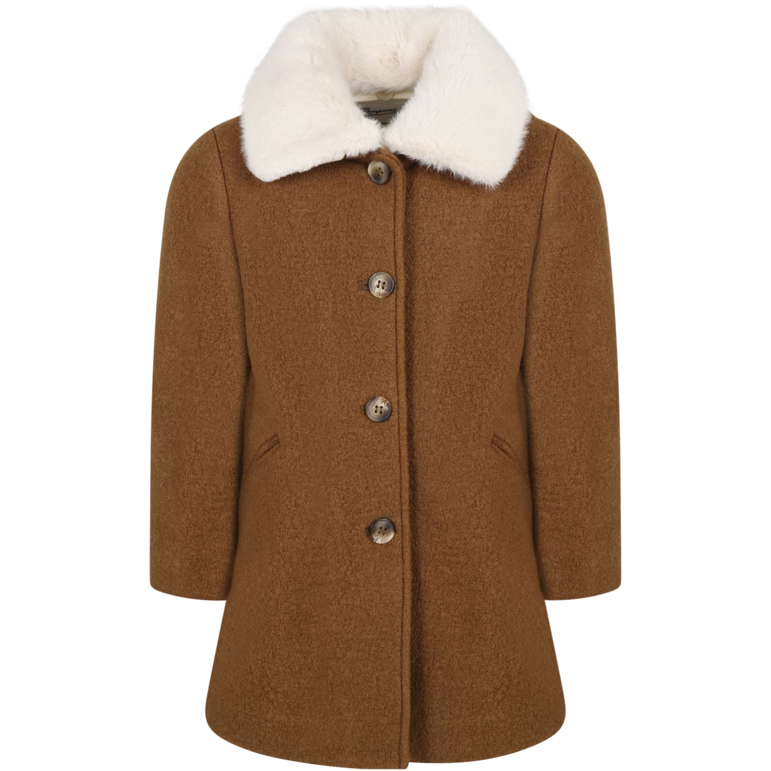 Bonpoint Beige Temaggie Coat For Girl With Faux Fur